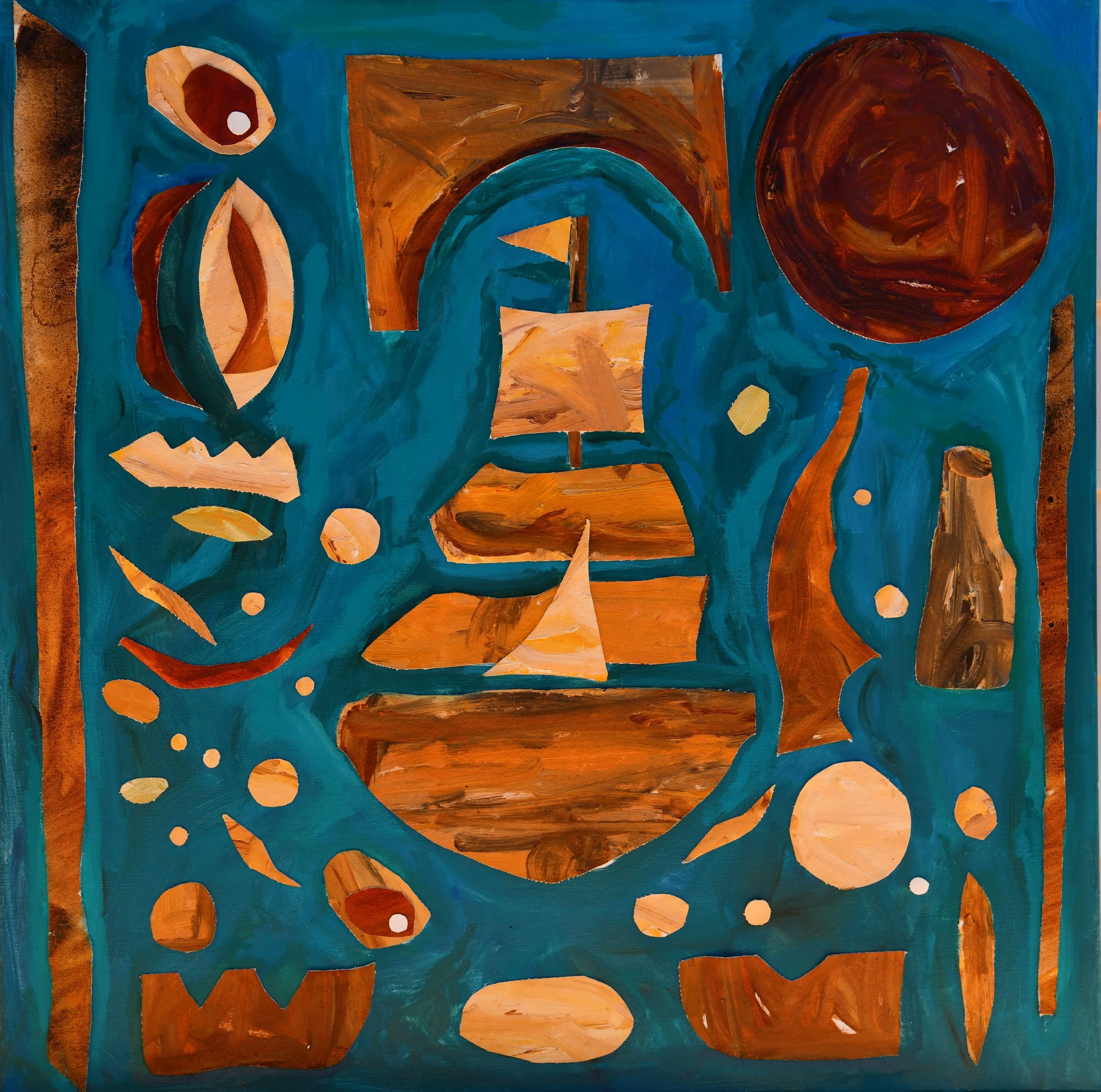 	
Intuitive art, collage, contemporary art, turquoise, oyster, Brisbane, Kylie Davidson, Oils.