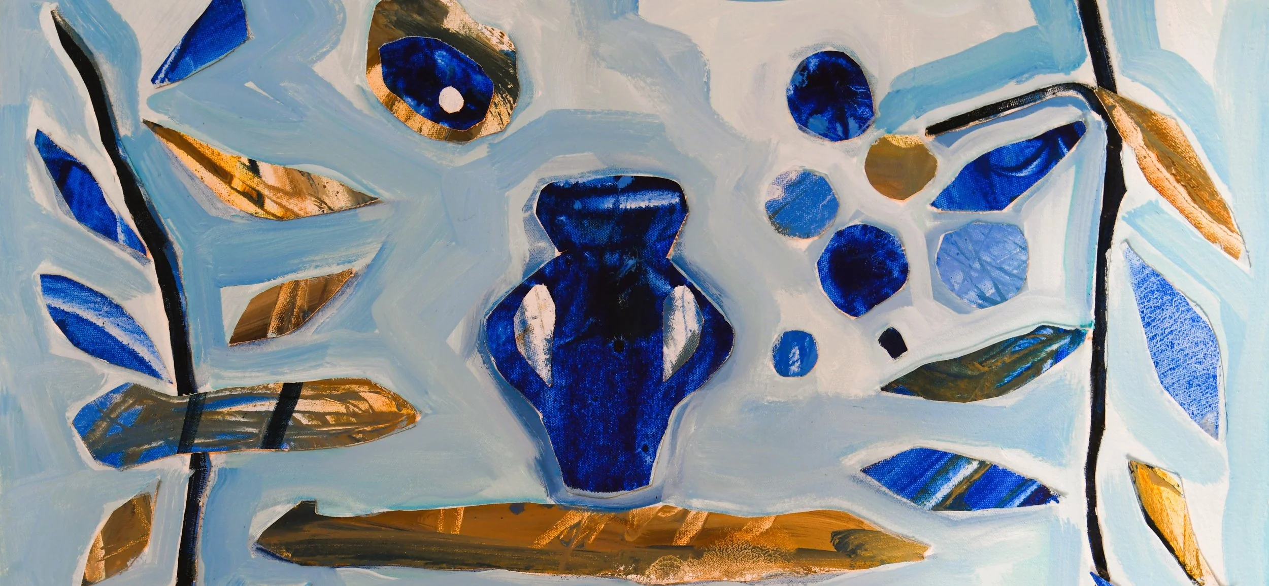 Intuitive art, collage, contemporary art, blue, coastal, Brisbane, Kylie Davidson, Oils.