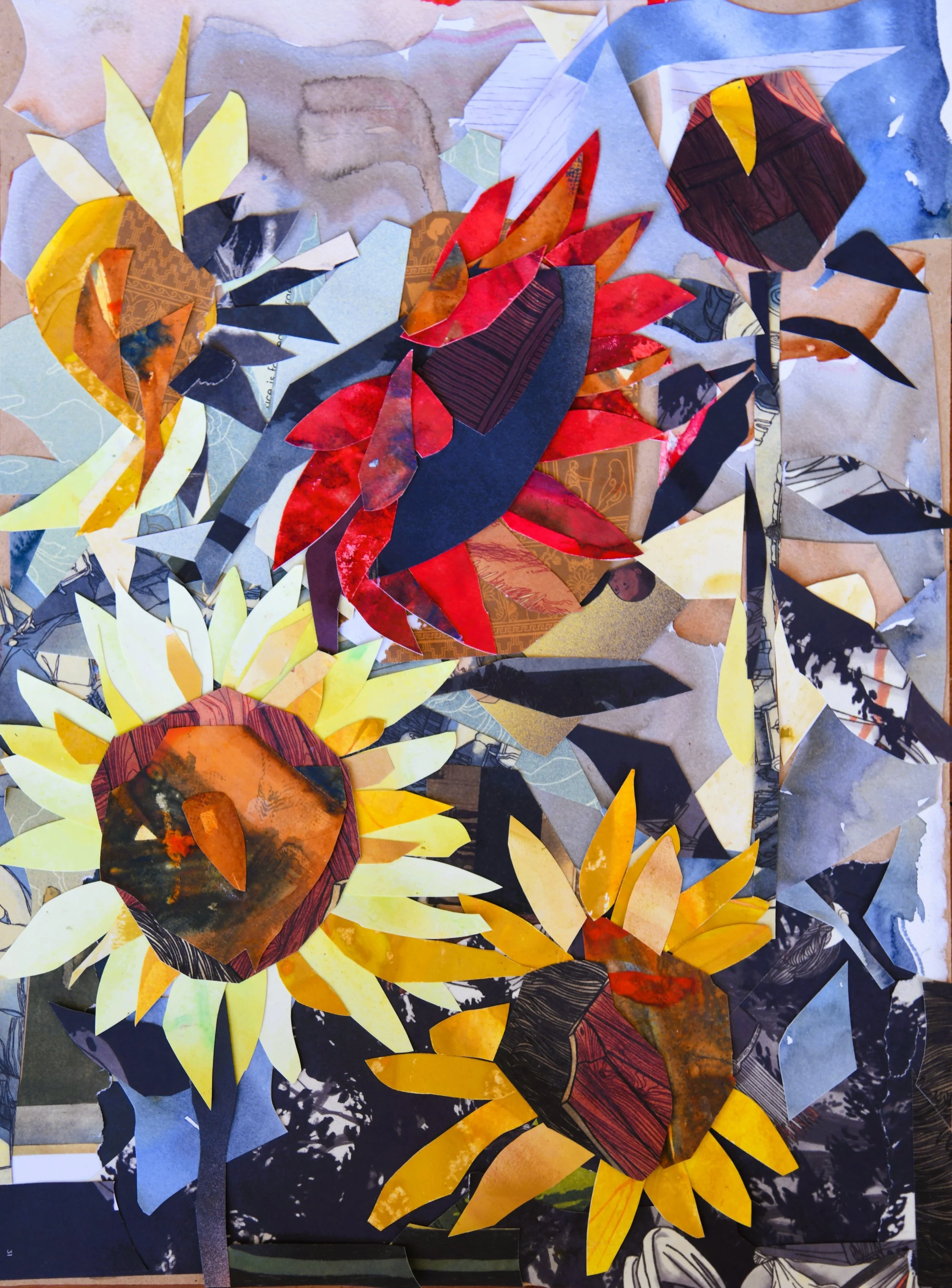 	
Sunflowers, collage, Brisbane, Kylie Davidson, paper, handmade