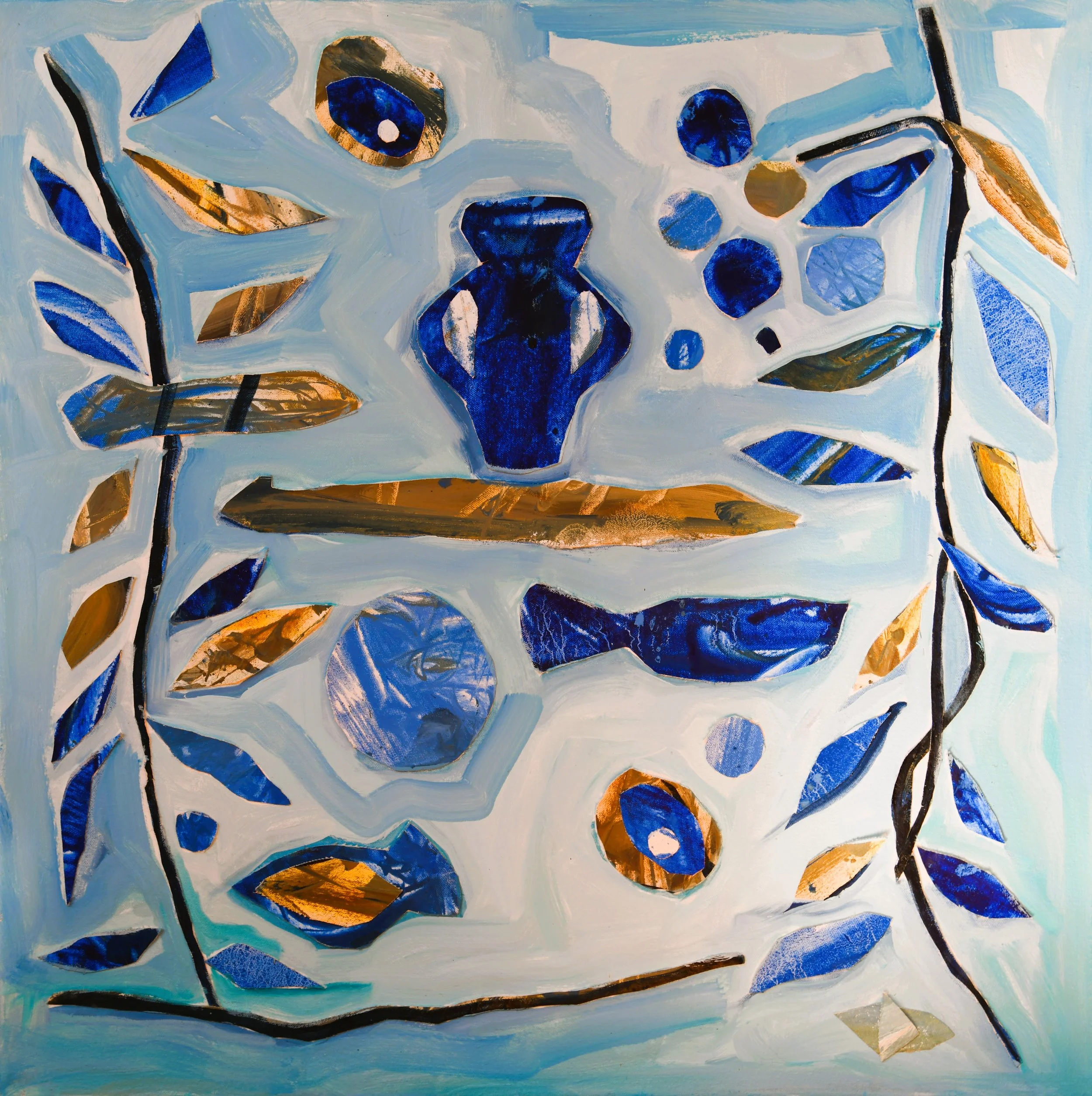 	
Intuitive art, collage, contemporary art, blue, coastal, Brisbane, Kylie Davidson, Oils.
