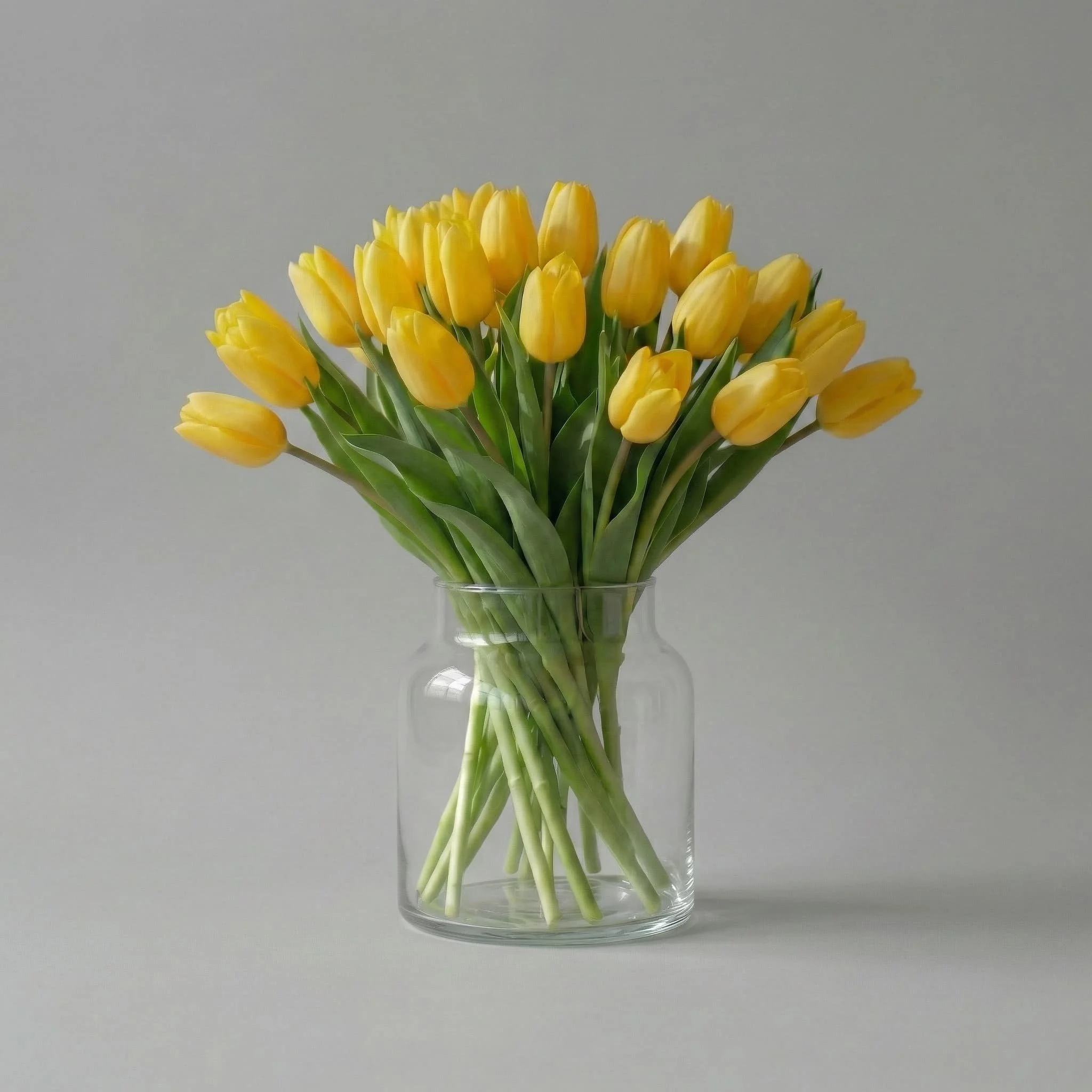 Yellow tulips arranged in glass vase in minimal studio style by HORA Flowers Perth
