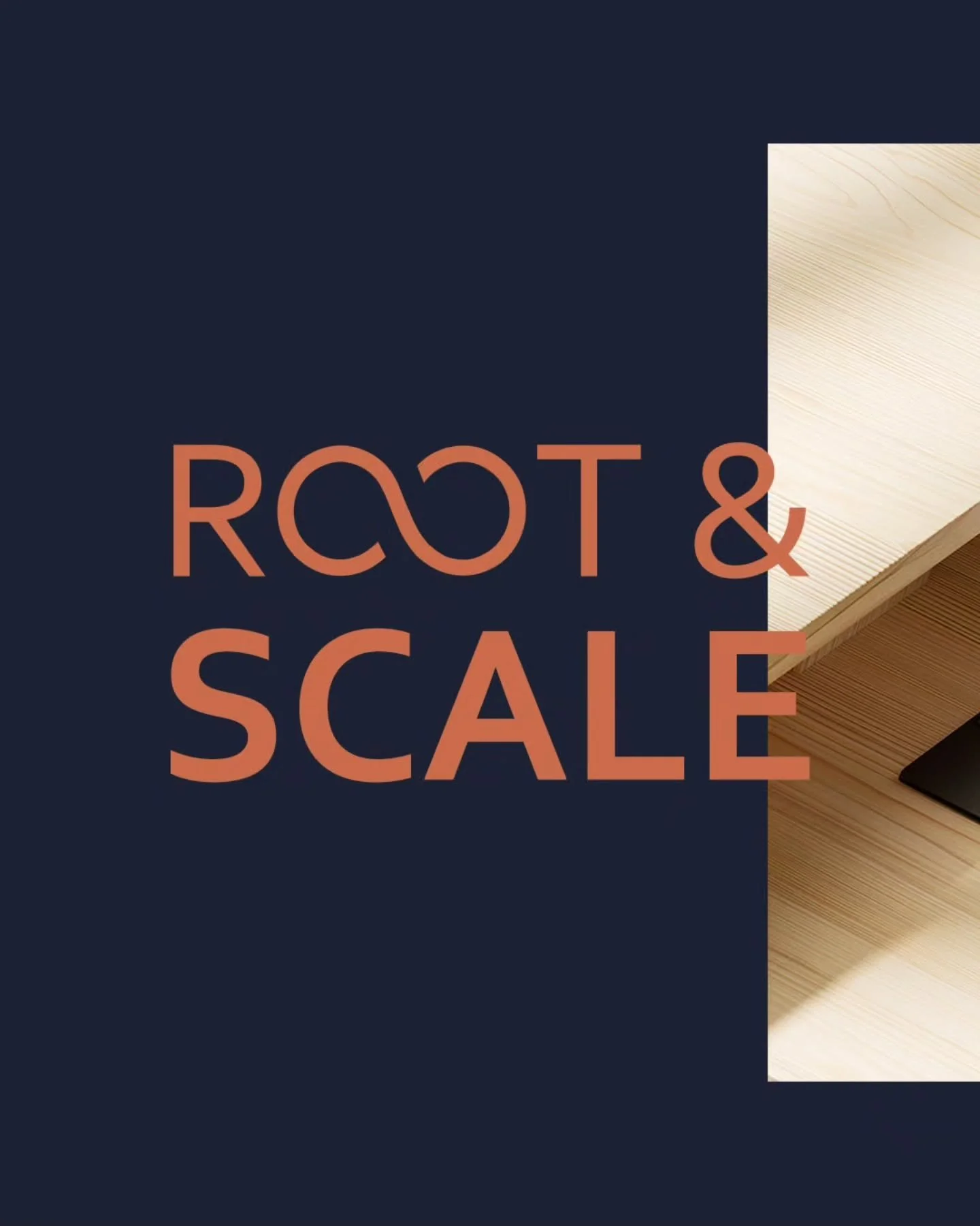 The Root &amp; Scale consultancy brand identity.
Think future-ready, flowing systems, and calm authority.

Combining earthy sage and cream tones with confident and strong navy and terracotta colours plays a major part in communicating this brands val