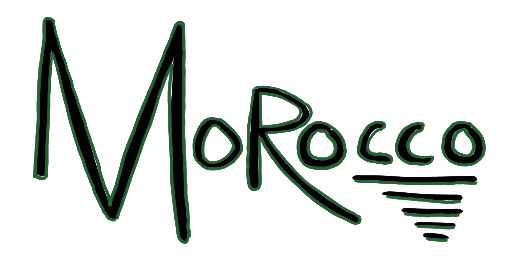Stylized green hand-drawn text reading 'Morocco' with lines underneath.