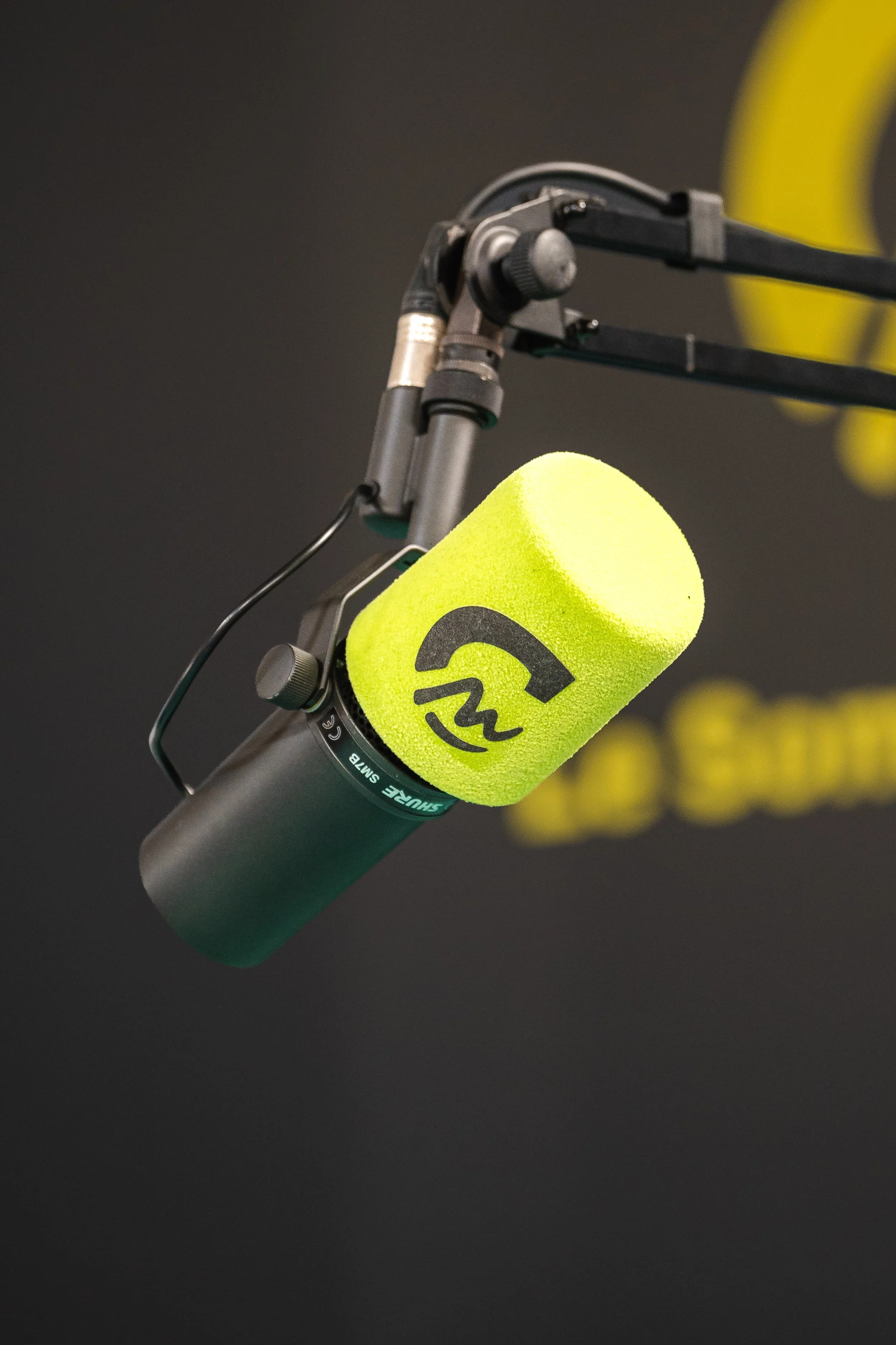 Micro de radio sur un stand du Sommet de l'Élevage