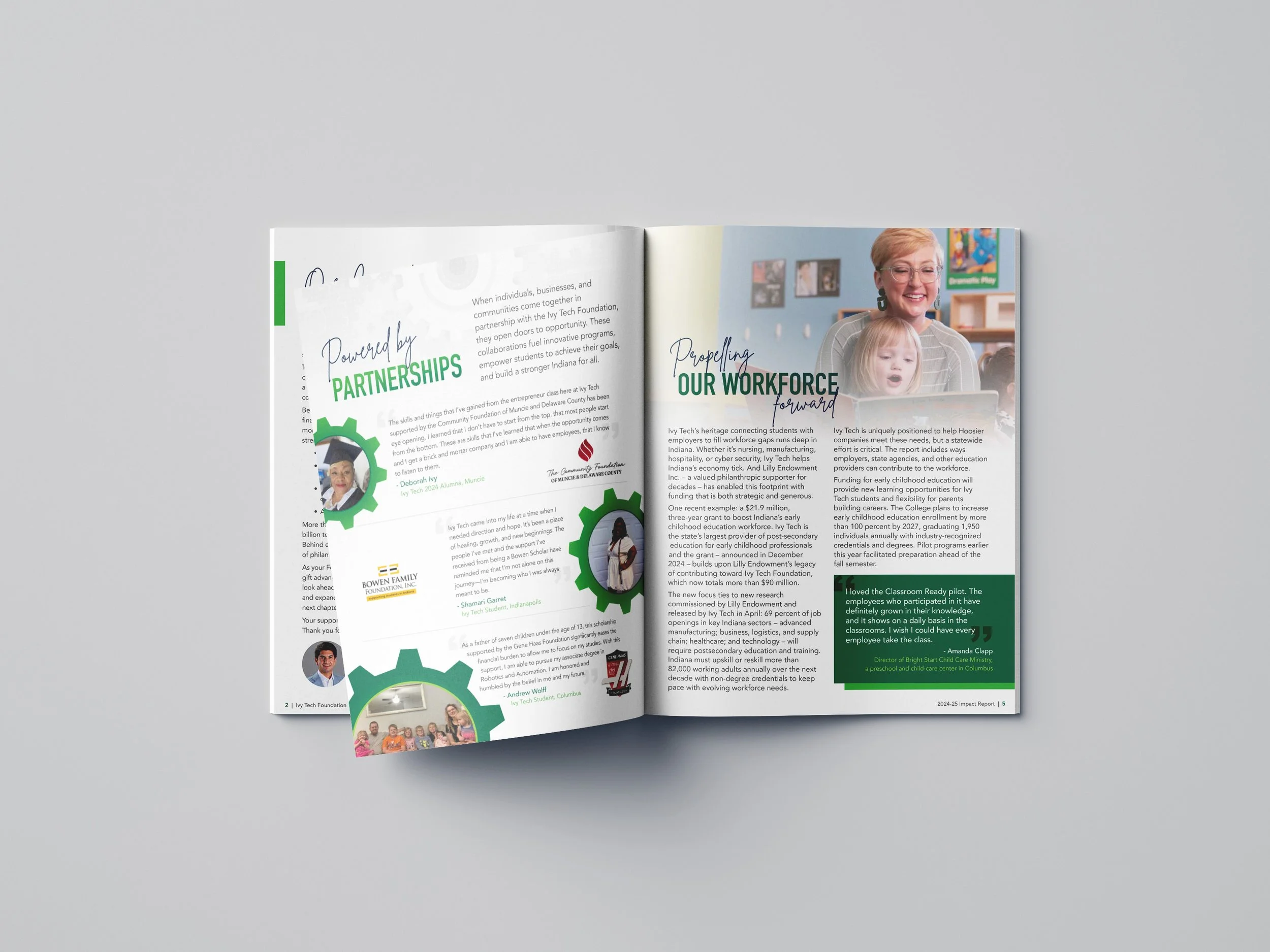 Ivy Tech Foundation Impact Report Editorial Spread - Indianapolis, Print Design