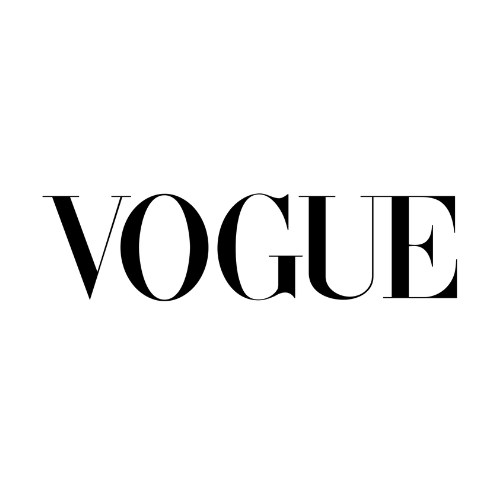 Vogue magazine logo in black and white.