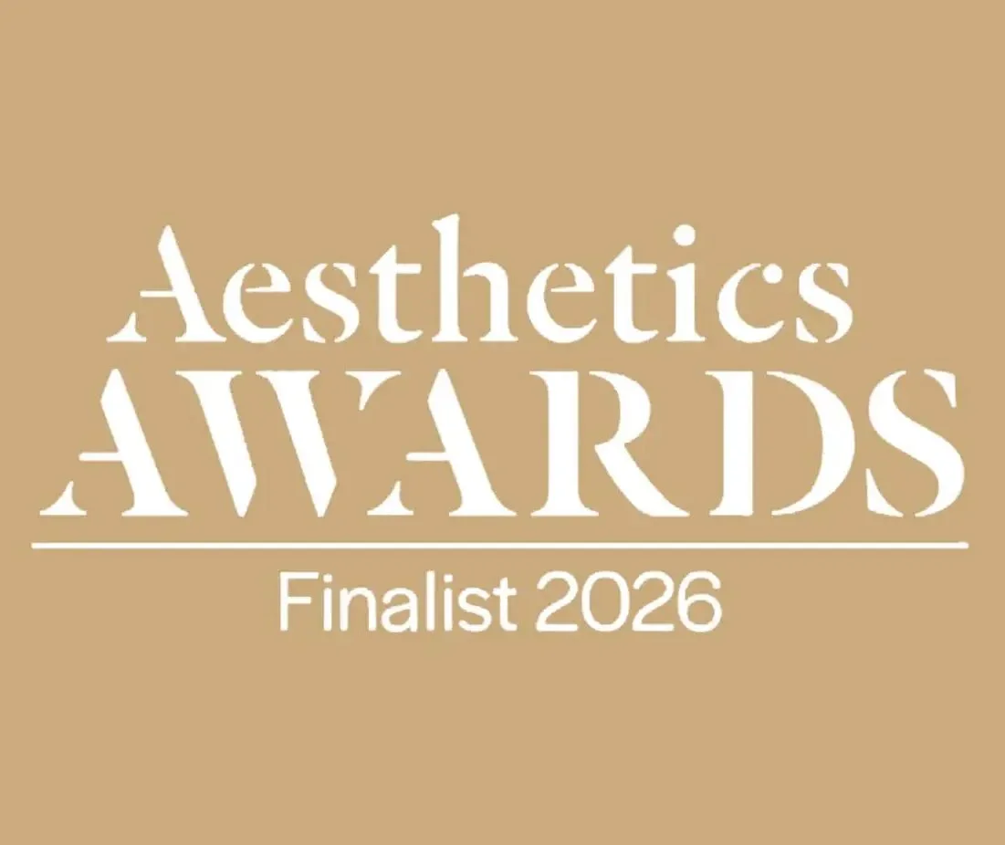 Aesthetic Awards Finalist 2026 logo in beige and white