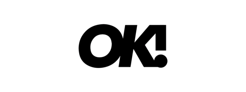 Black text saying 'OK!' on a white background.