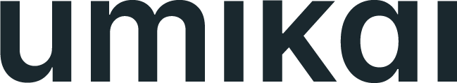 Close-up of the word 'umikai' in black text on a white background