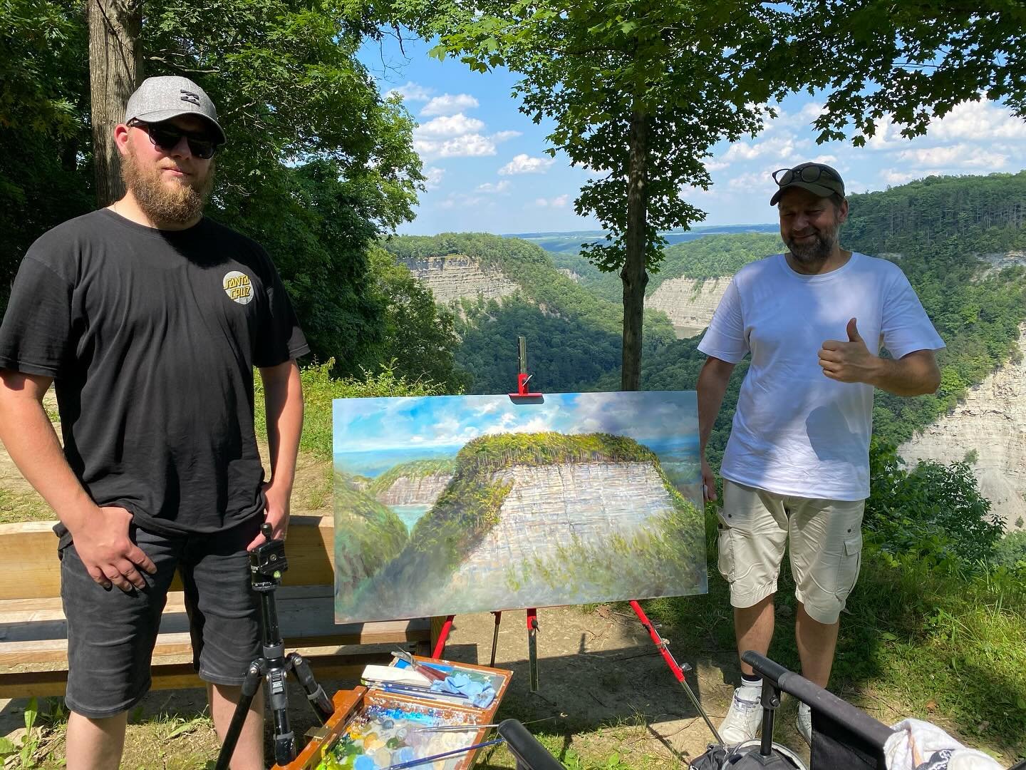 This week&rsquo;s plein air painting at Letchworth State Park at two overlooks- Humphrey and Archery Field and the nice people who posed for a photo. The first shows Olav and Johan from the Netherlands, then Maik and Lara from Germany, then Sabita an