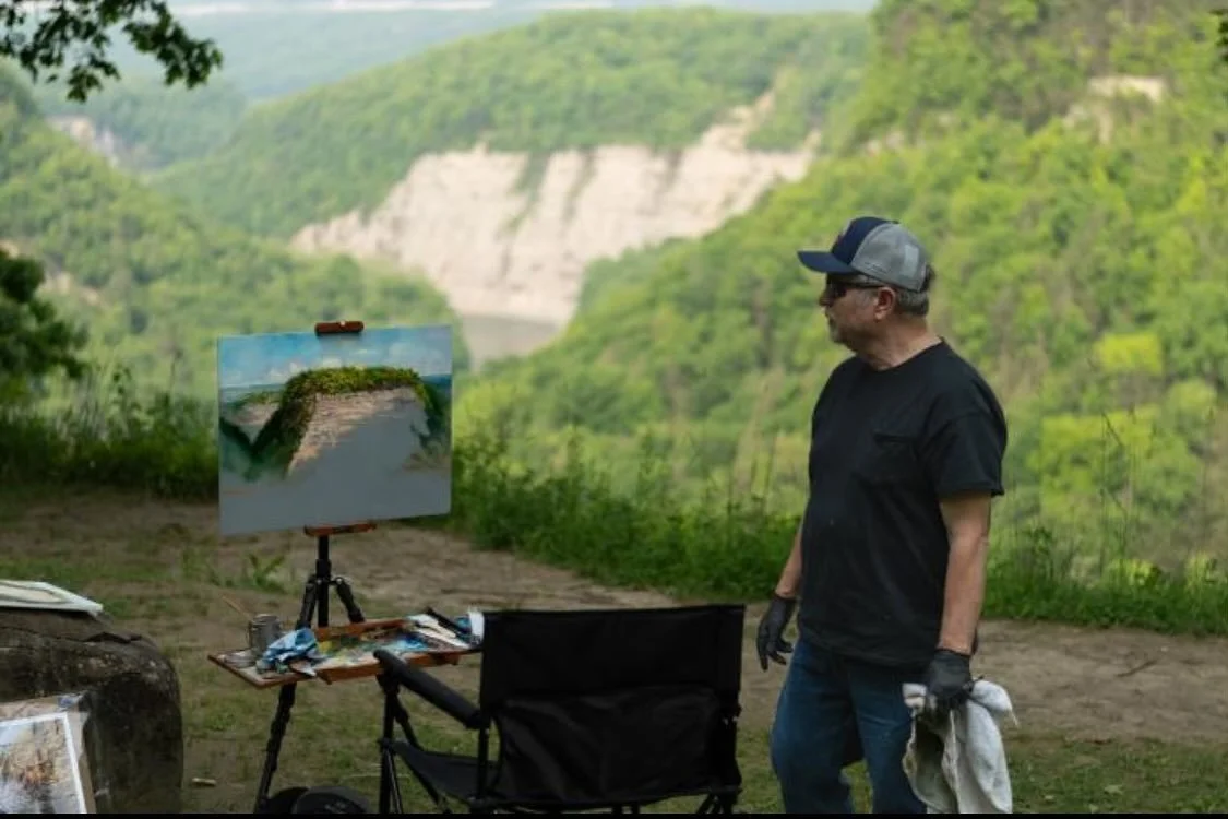 This photo taken by my friend Josh. In between rainstorms managed to work on a painting. Have some much larger versions of this painted there I&rsquo;ll post soon.