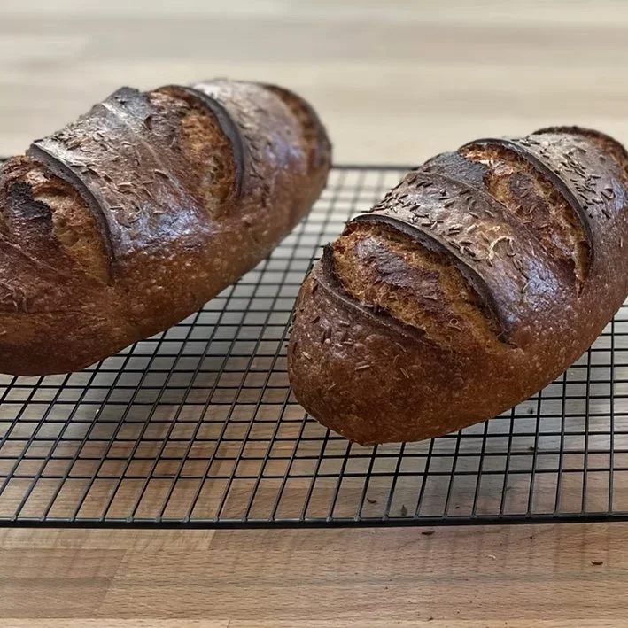  Deli Rye  Sourdough deli rye with caraway seeds.