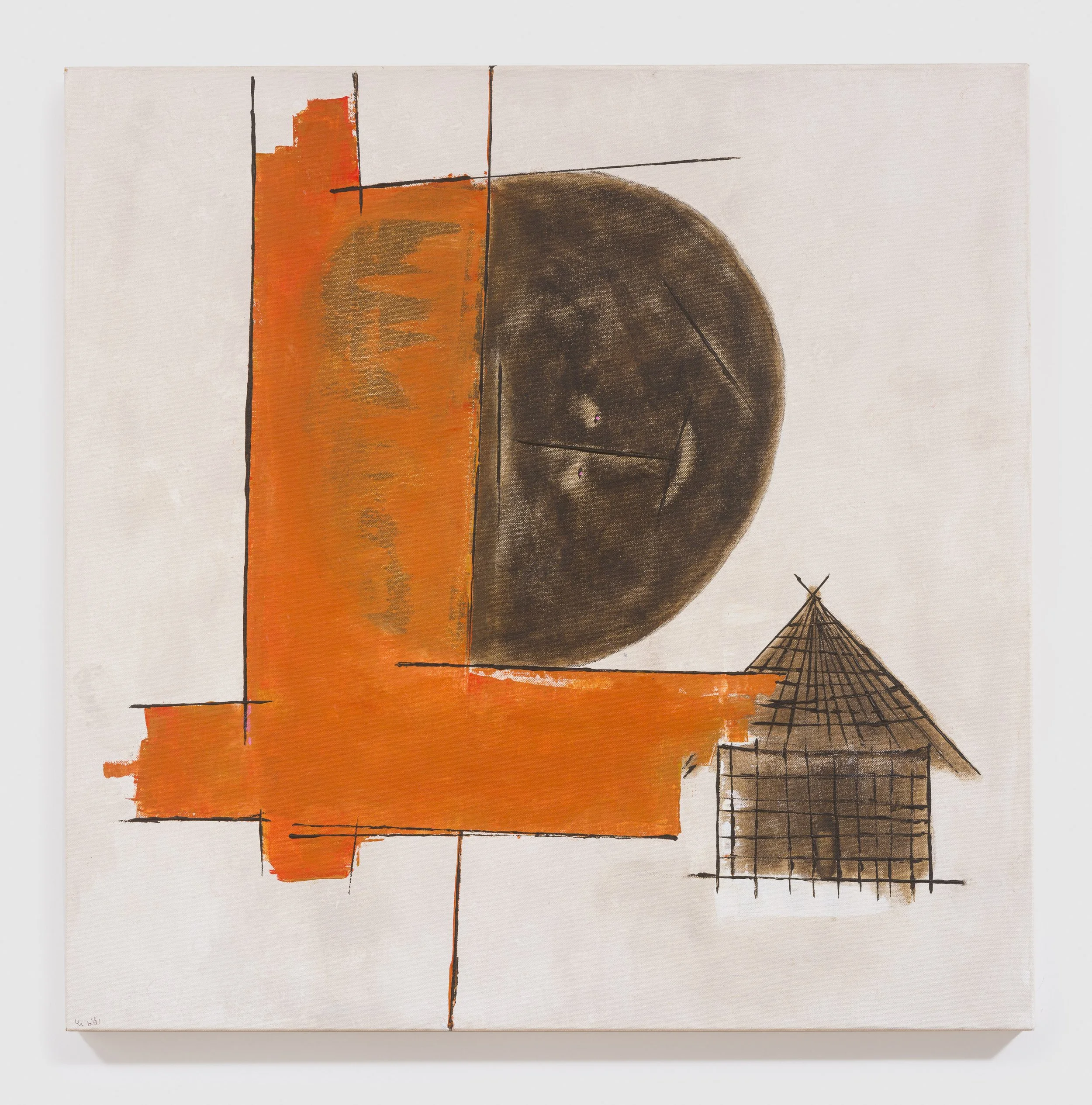 Untitled (Moon and Small Hut), 30 x 30” acrylic on canvas