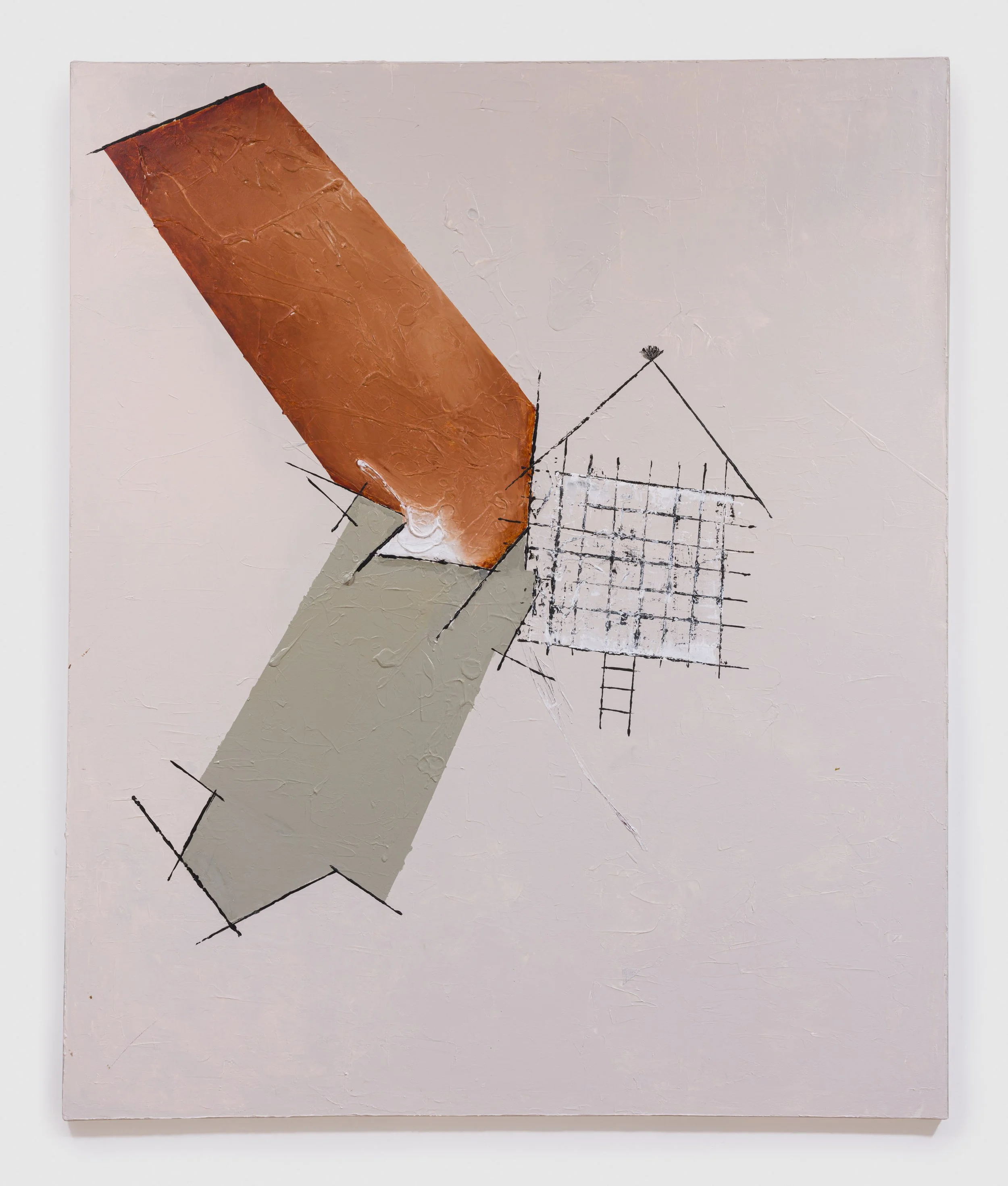 Untitled (Hut and Rail), 60 x 72” acrylic on canvas