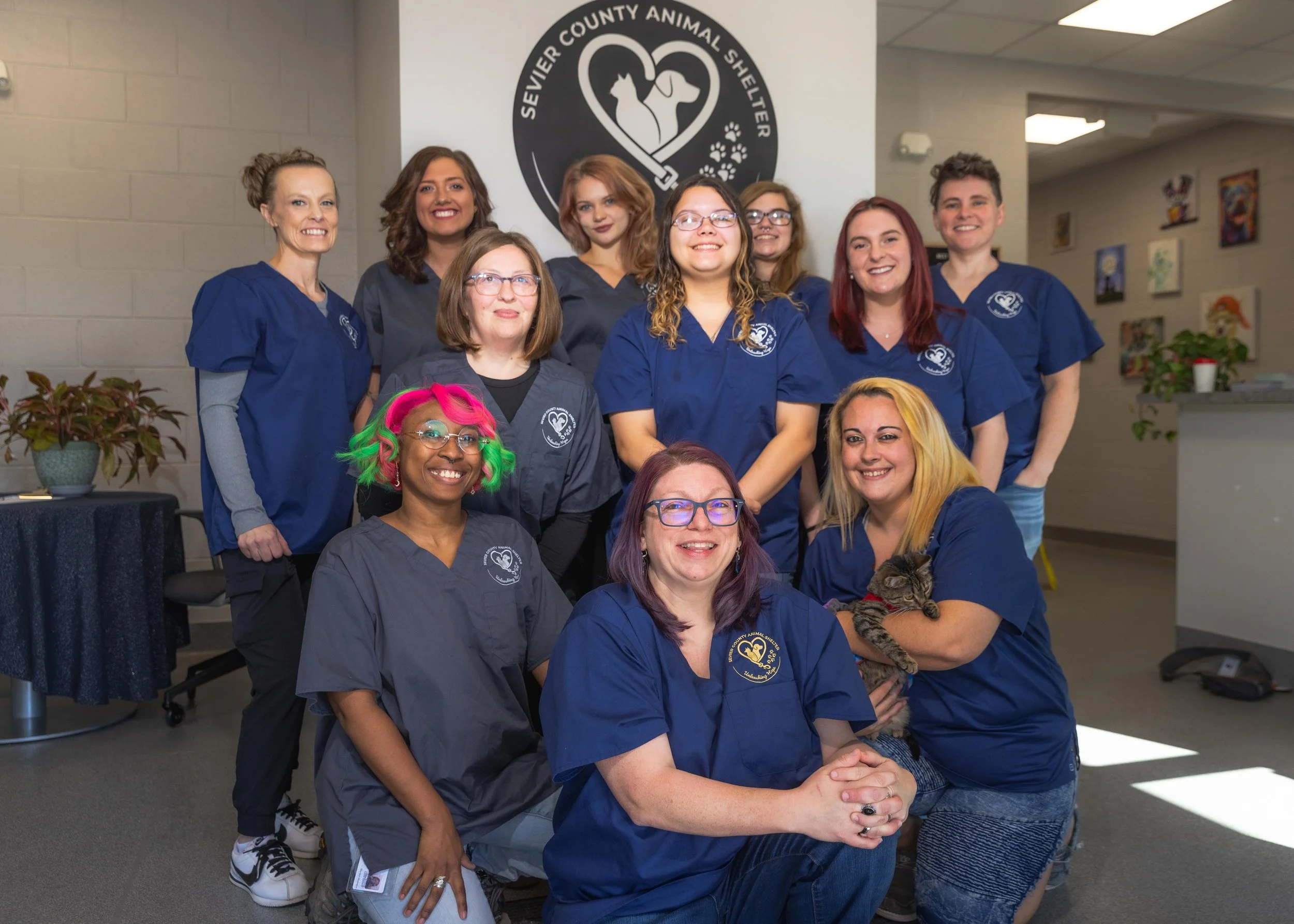 The team from Sevier County Animal Shelter looking at the camera.