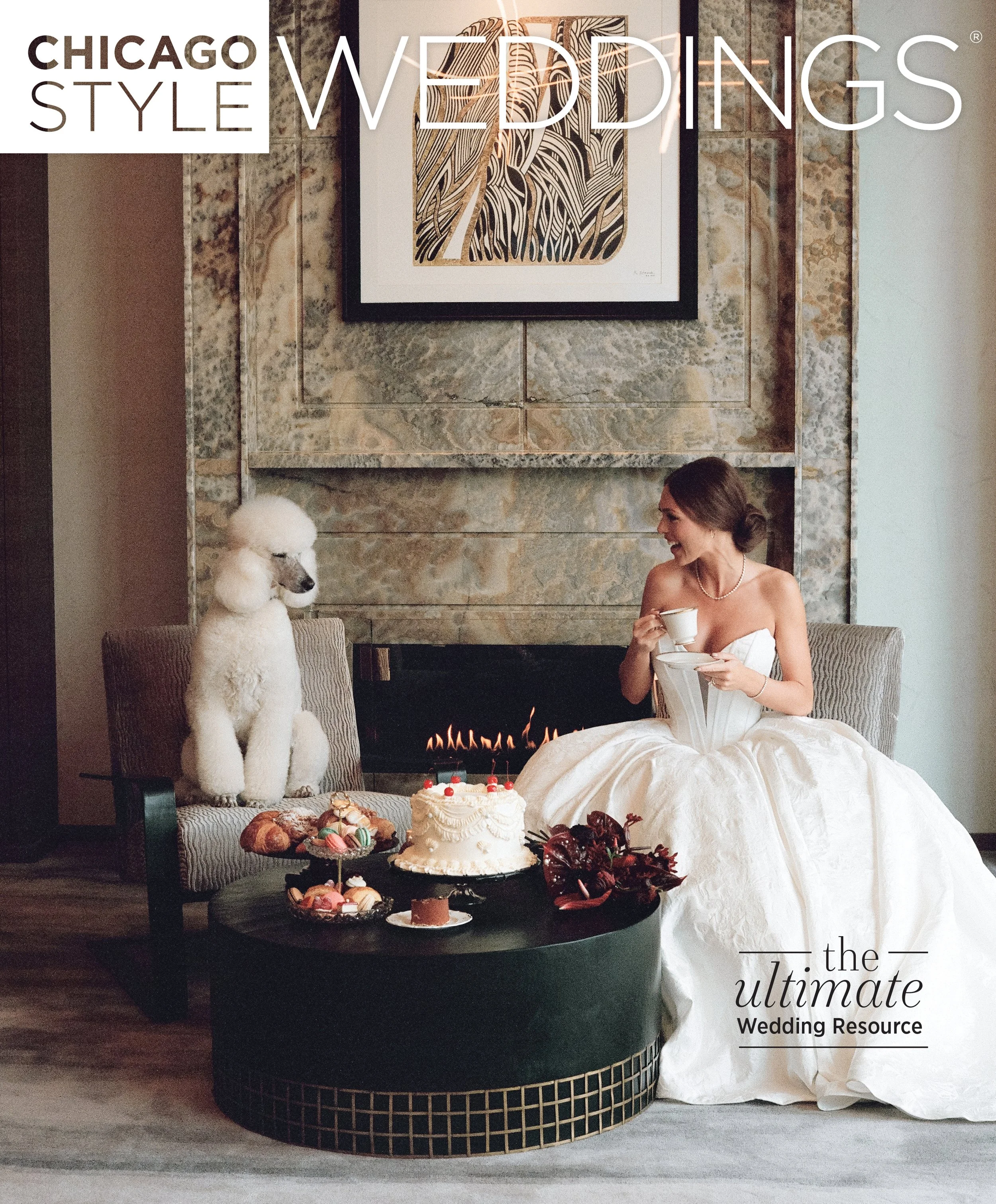 Wags of Love featured on cover of Chicagoland Bride magazine for dog wedding attendants