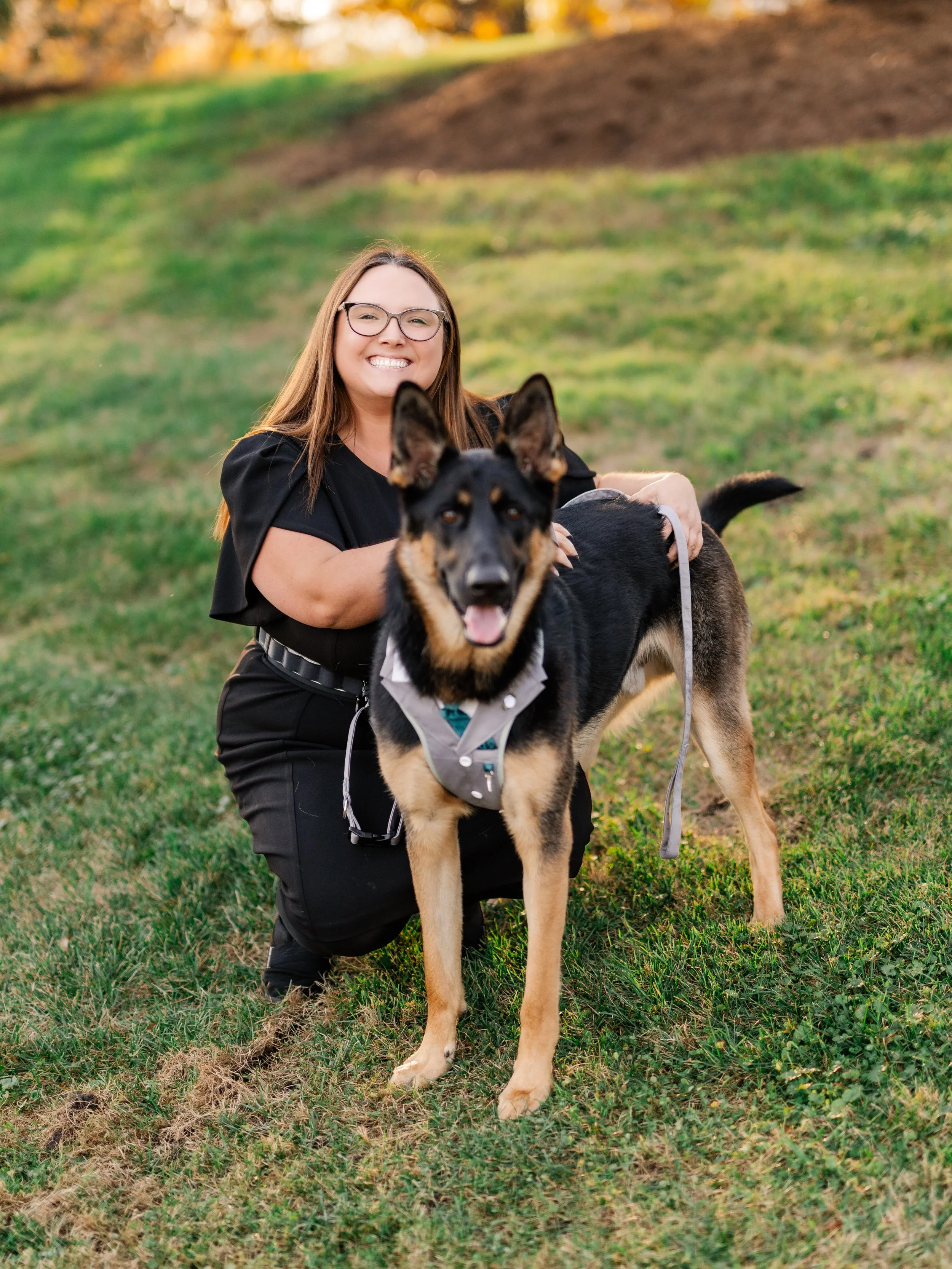 Bride and groom including their dog in wedding ceremony at Fishermen's Inn. 