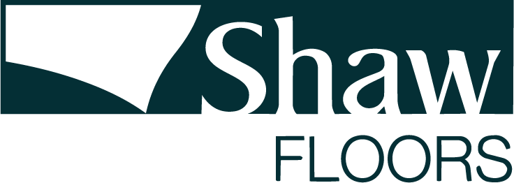 Logo of Shaw Floors with a stylized 'S' and the words 'Shaw Floors' in black and teal text.
