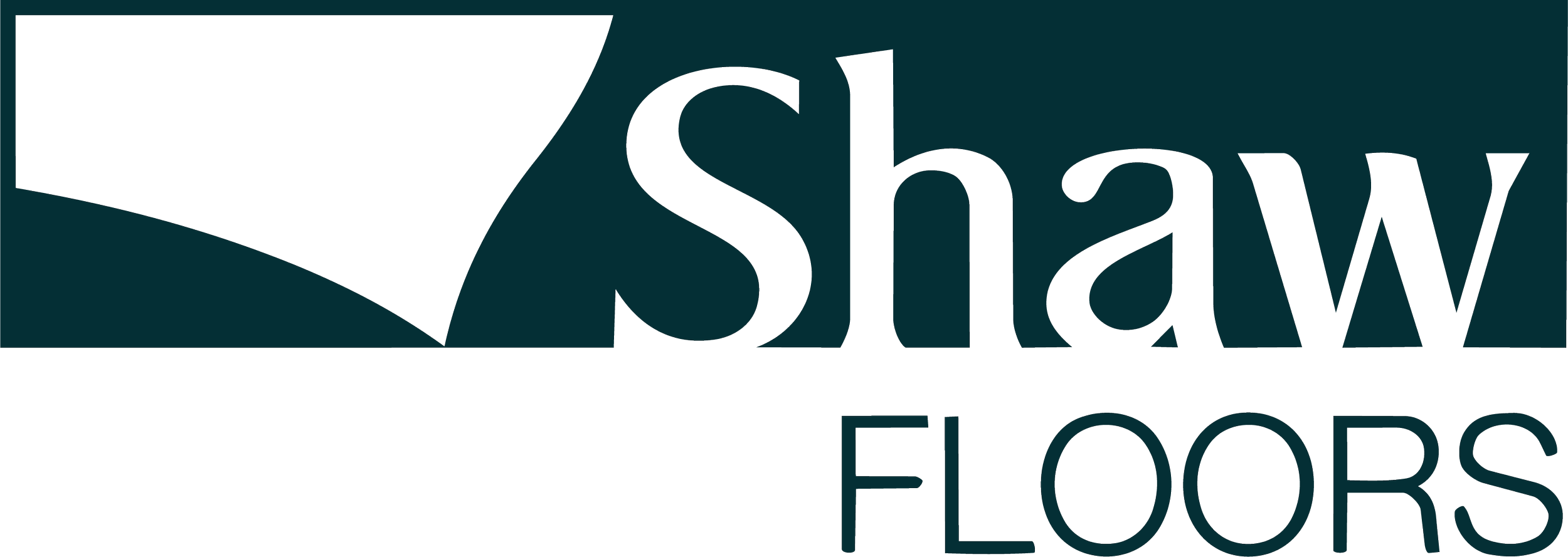 Company logo for 'Shaw Floors' featuring a stylized black and teal design with the company name.