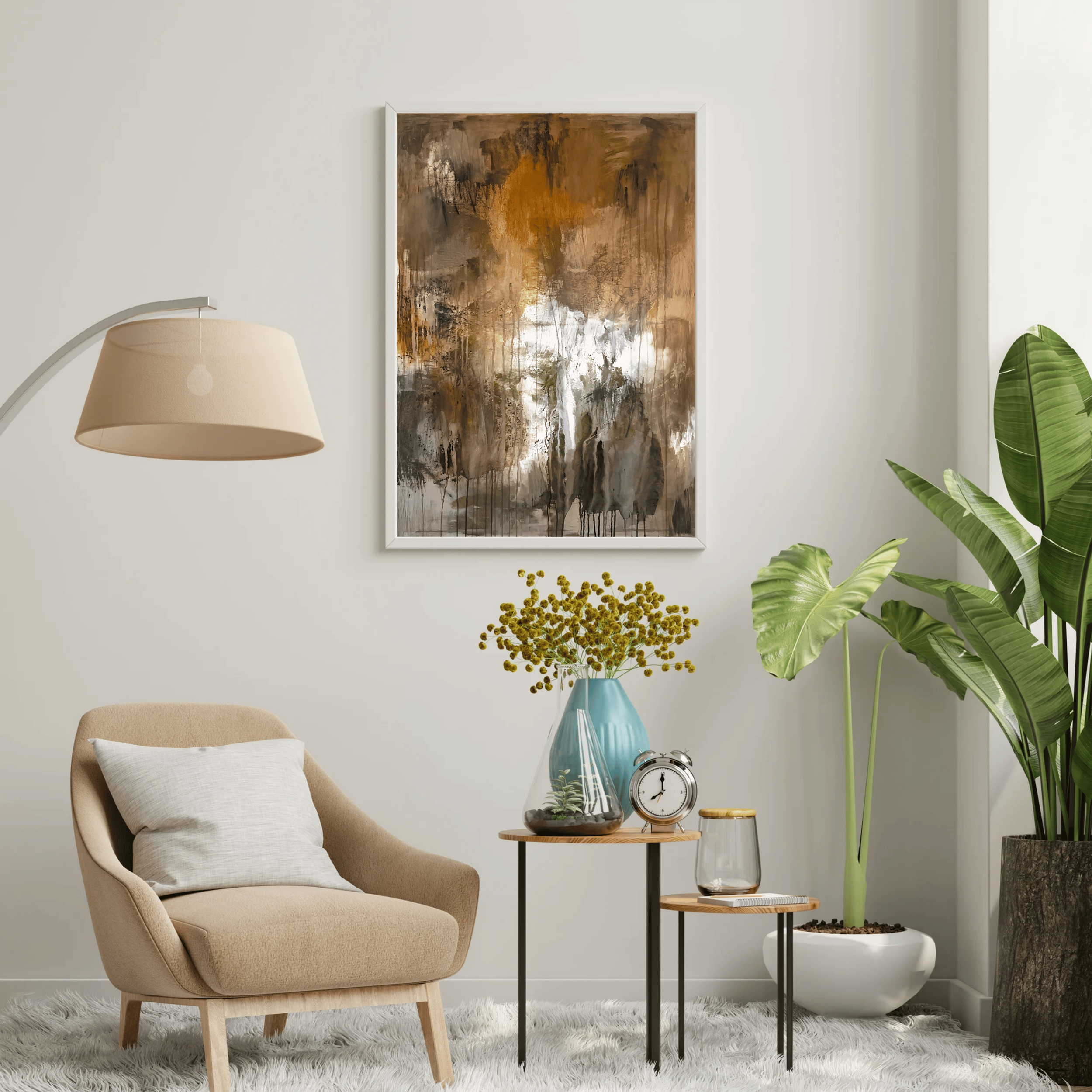 Neutral Aesthetic Modern Living Room Interior Wall Art Poster Frame Mockup Instagram Post.png