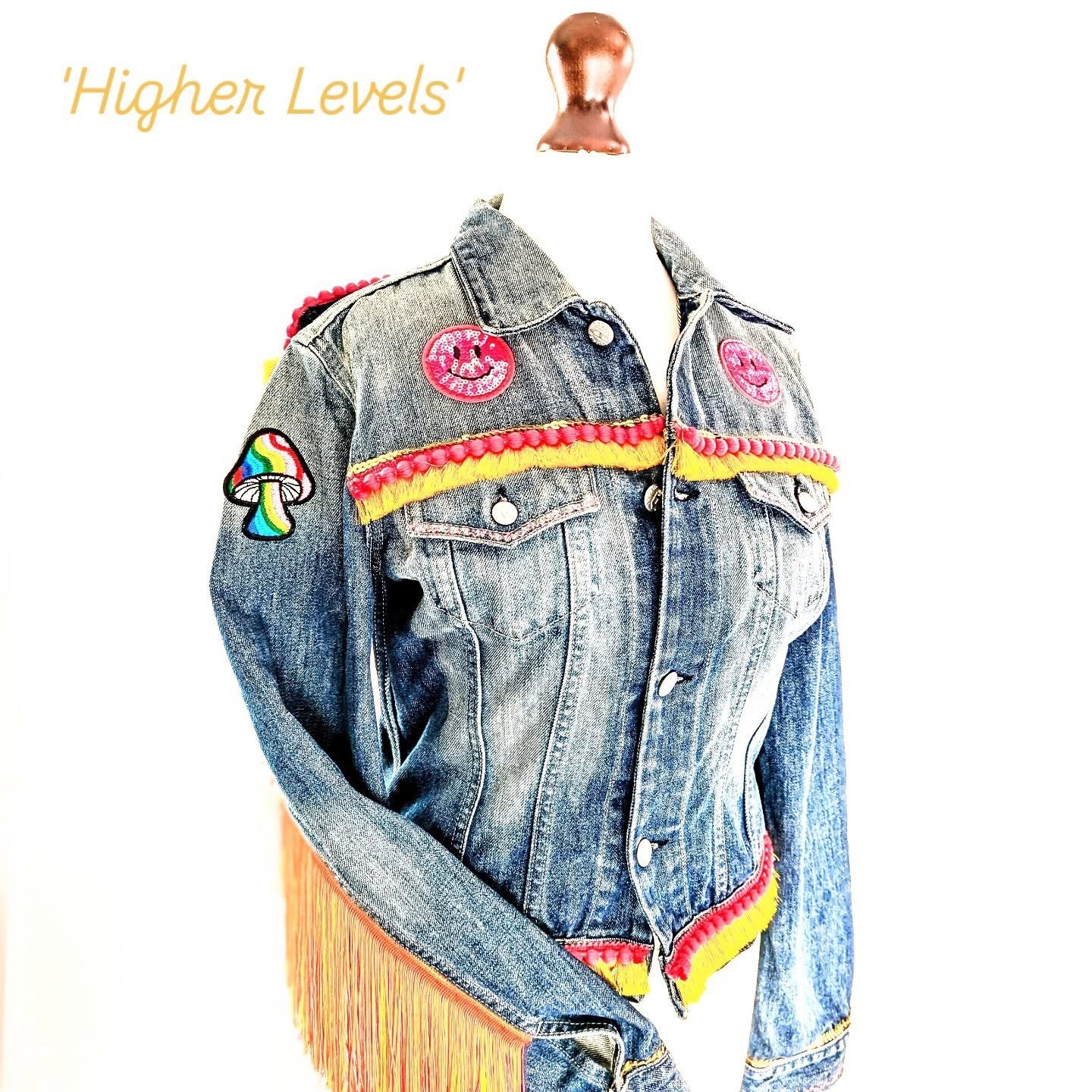 ✨ Higher Levels ✨Jacket no. 24

Commissioned for a woman who never leaves the dance floor without one request&hellip; LEVELS 🎶🔥
She&rsquo;s fierce. She&rsquo;s determined. She lights up every room she walks into &mdash; and now she&rsquo;s taking t