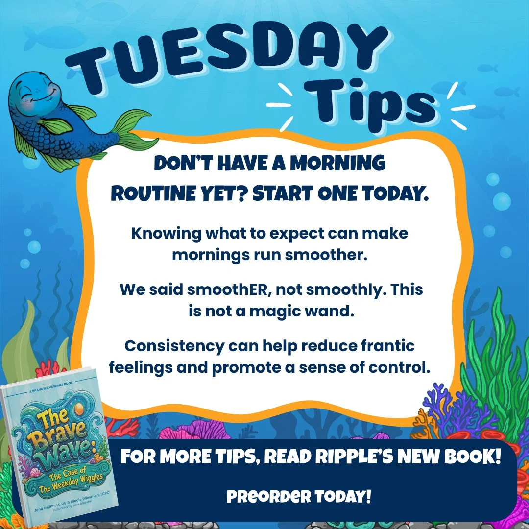 Tuesday Tips with Ripple!⁠
⁠
Mornings don&rsquo;t have to be perfect to be predictable.⁠
⁠
Creating a simple, consistent morning routine can help children know what to expect, reduce frantic feelings, and build a greater sense of control as they head
