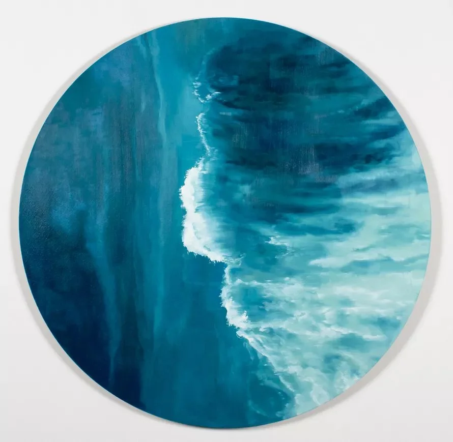 Wave , Oil on Linen over Panel, 36" x 36" Tondo, 2021