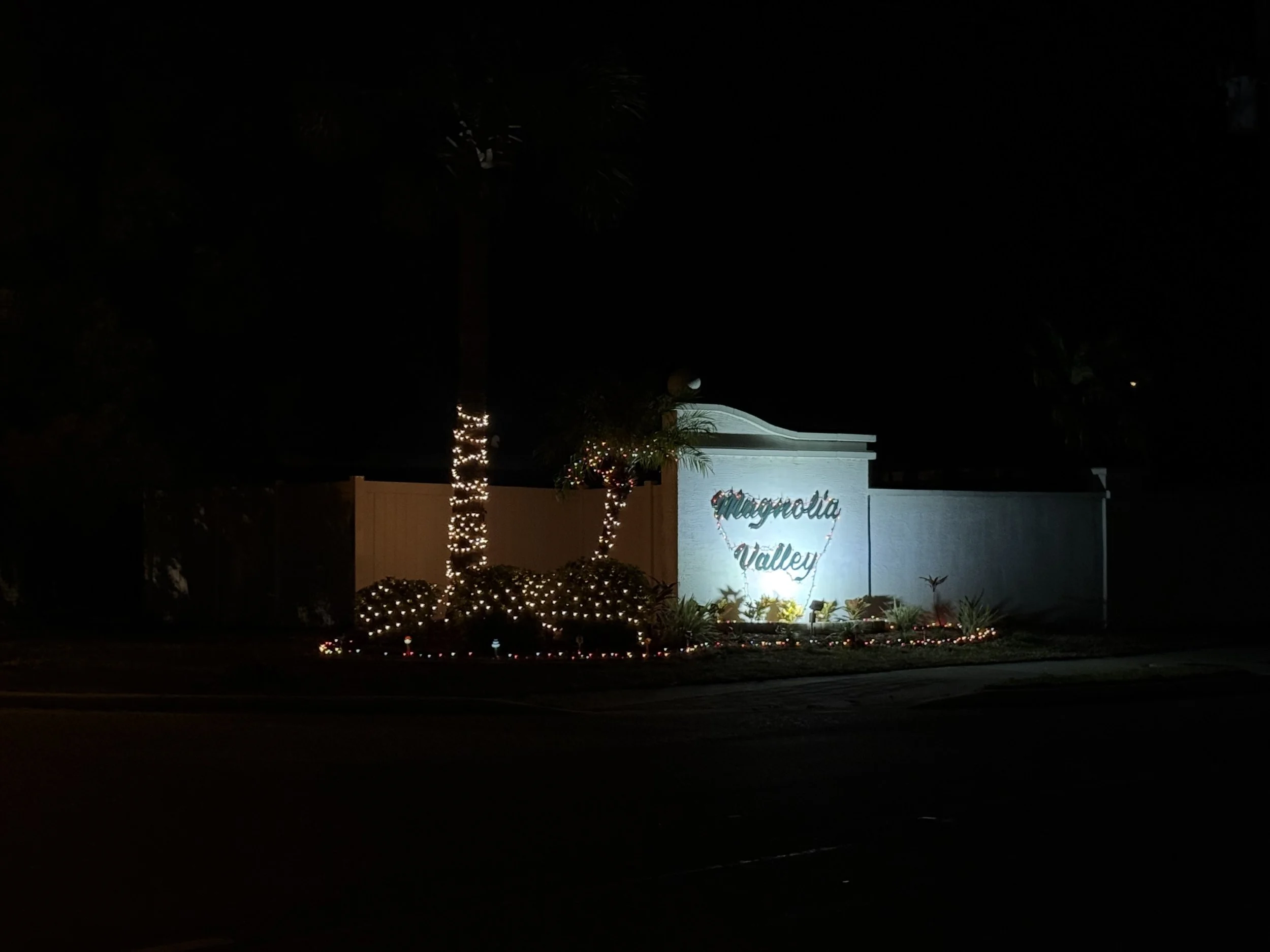 Magnolia Valley Civic Association entrance during Christmas
