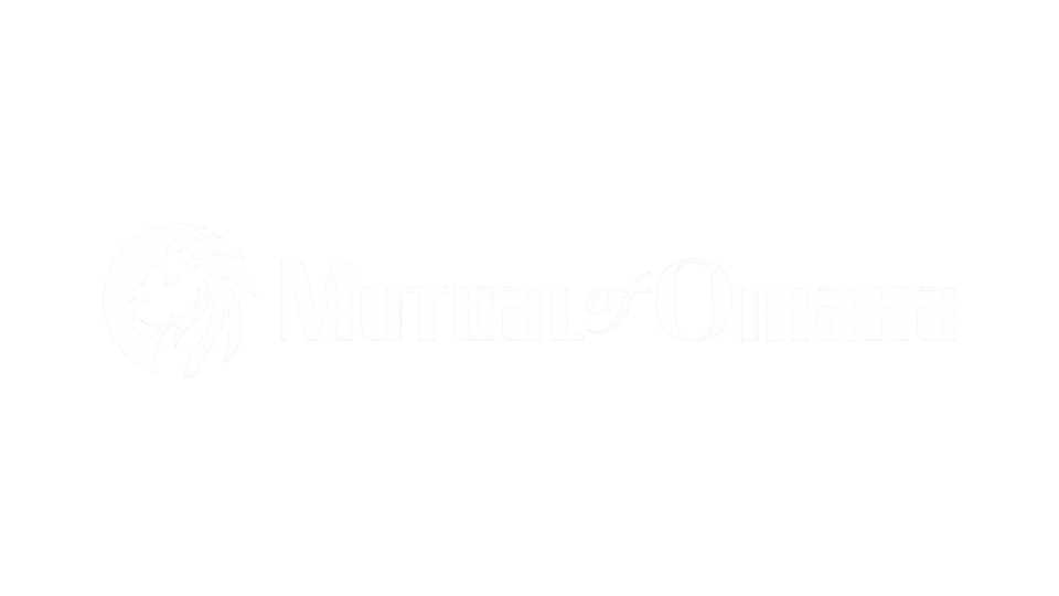 Logo of Mutual of Omaha featuring a lion's head silhouette and the company name.