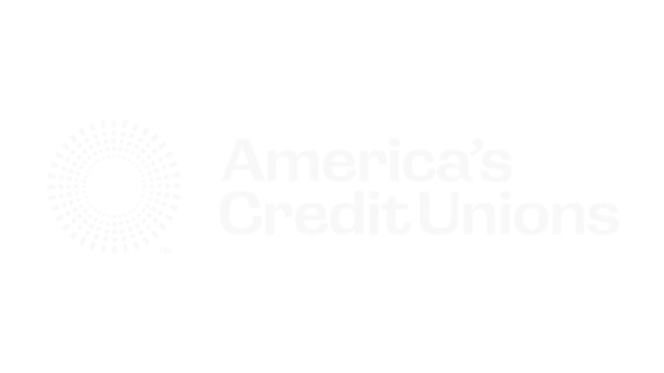 Logo of America’s Credit Unions with a circular design on the left and the text "America’s Credit Unions" in white on a black background.