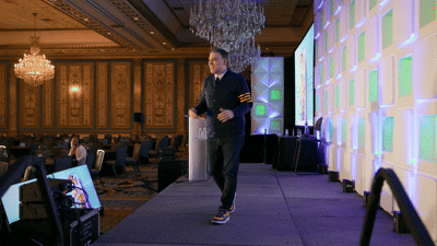 Man walking in audience.