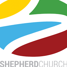Logo for Shepherd Church featuring colorful swooshes in yellow, green, blue, and red with the text 'SHEPHERD CHURCH' below.