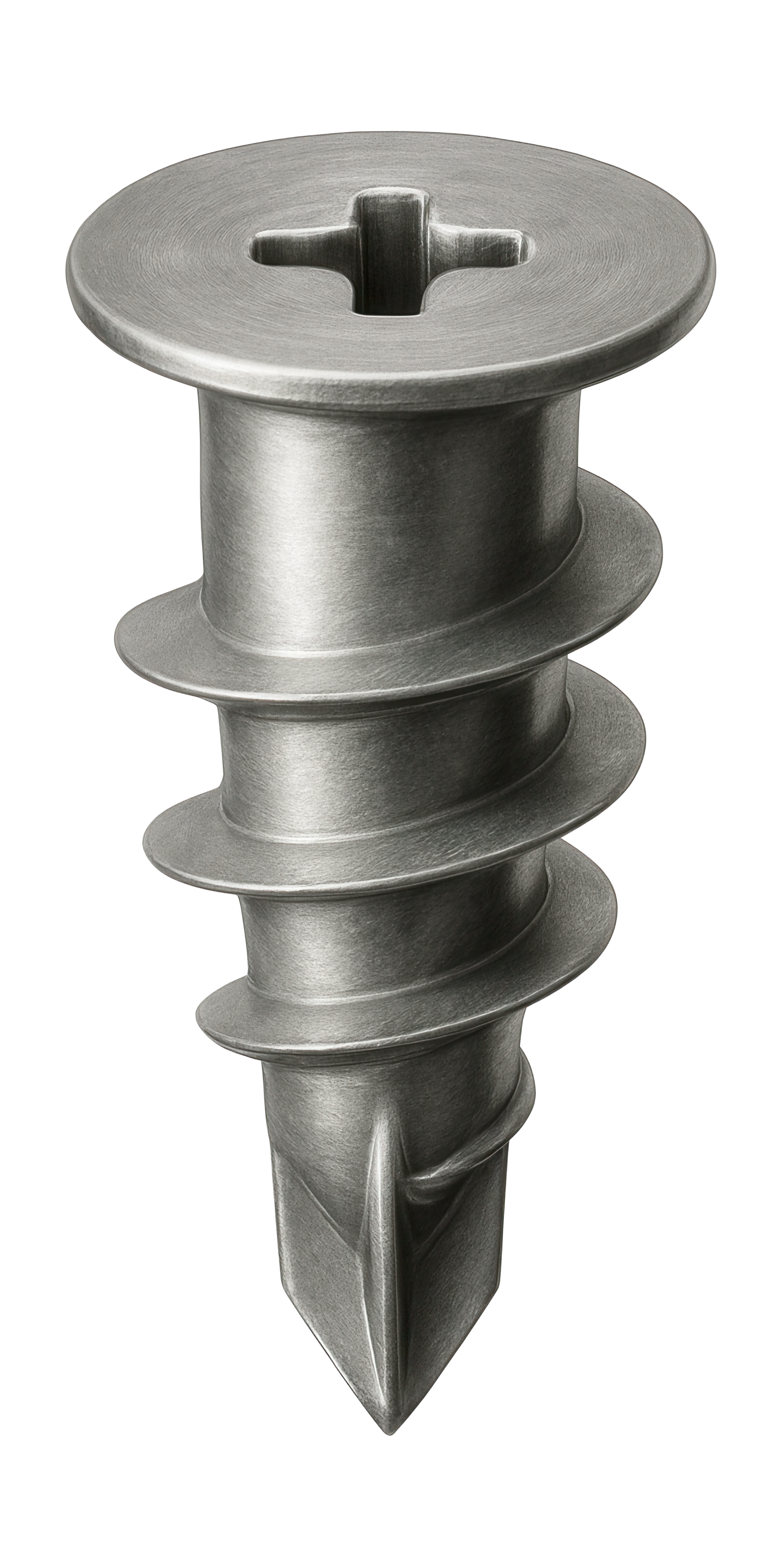 A large metal screw with a flat, slotted head and a pointed tip.