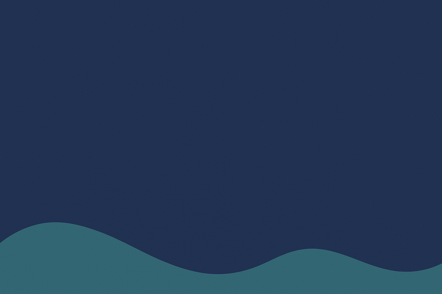 The image features a dark blue background with wavy, teal-colored shapes at the bottom.