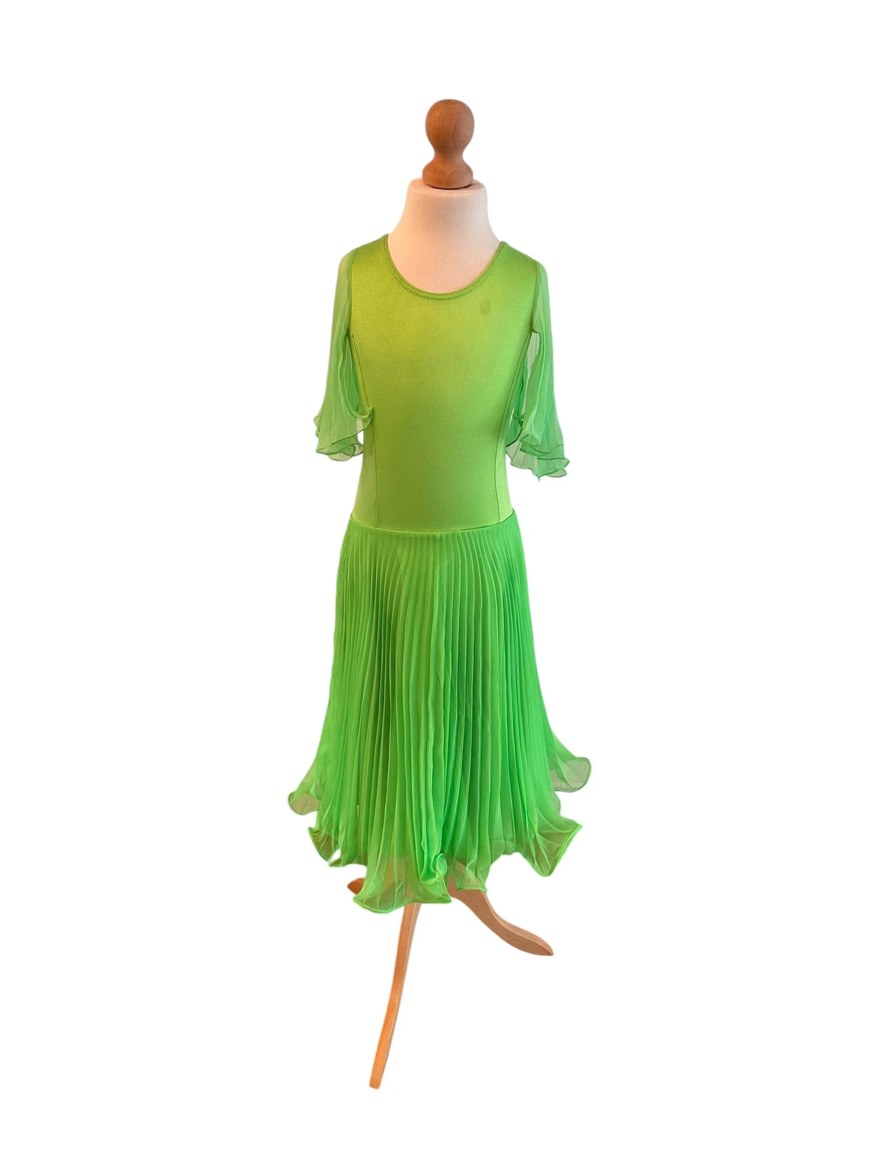 Bright Green Pleated Practice Ballroom Dress