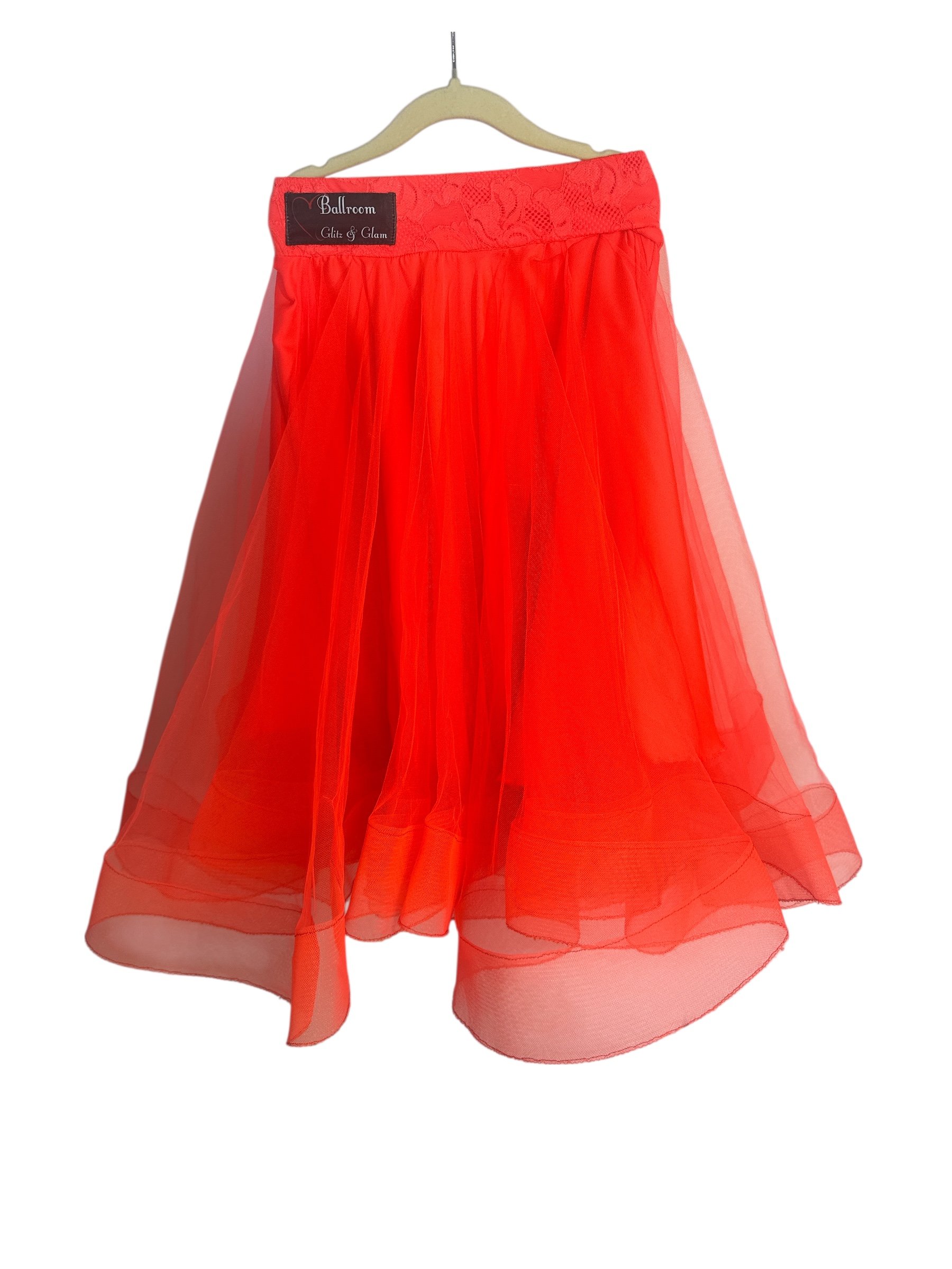 Bright Orange Ballroom Glitz and Glam Ballroom Practice Skirt