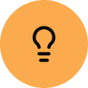 Lightbulb icon on an orange circular background