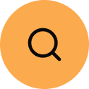 Magnifying glass icon on an orange background