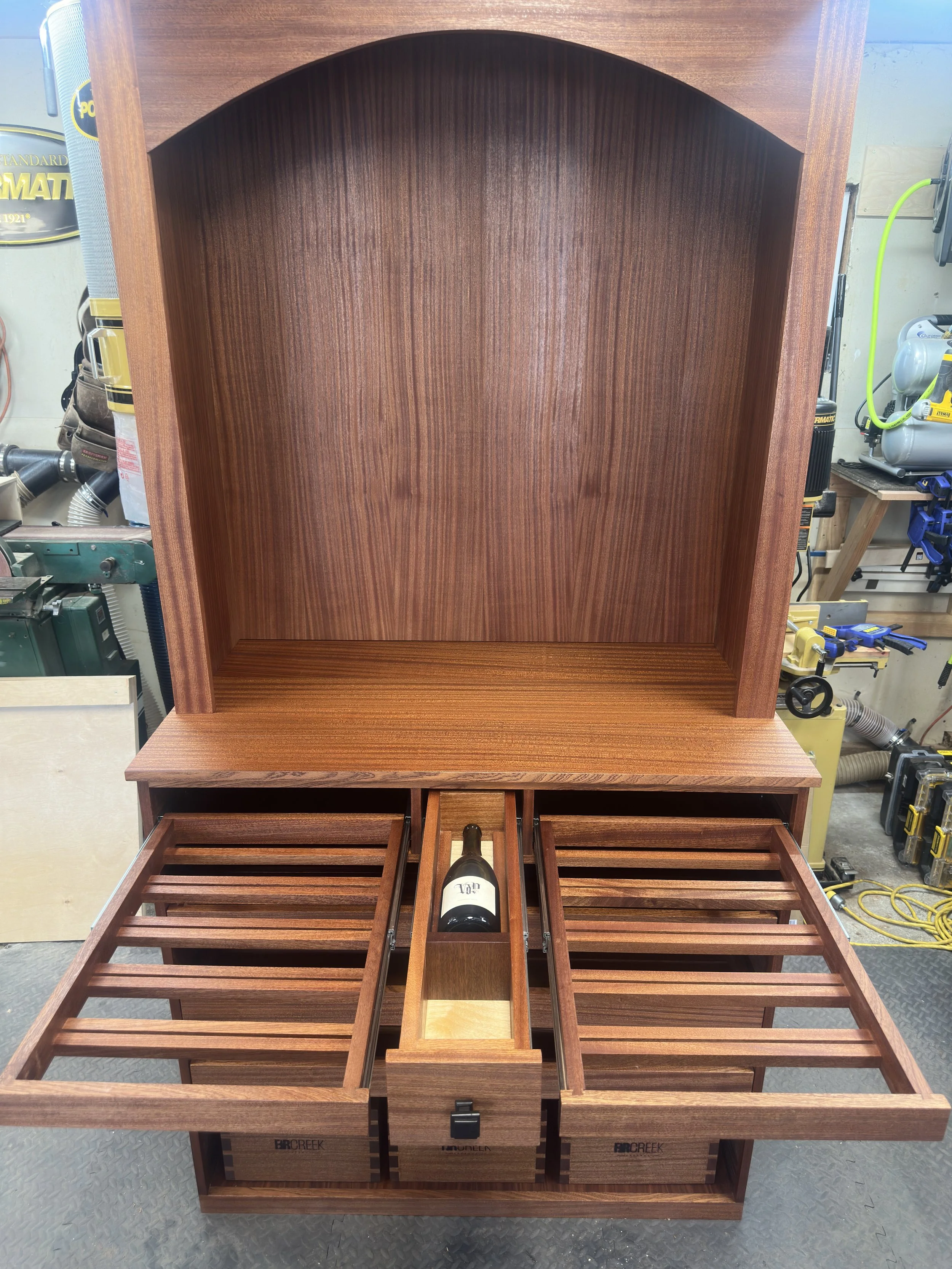 After finishing and installing the drawers in the shop