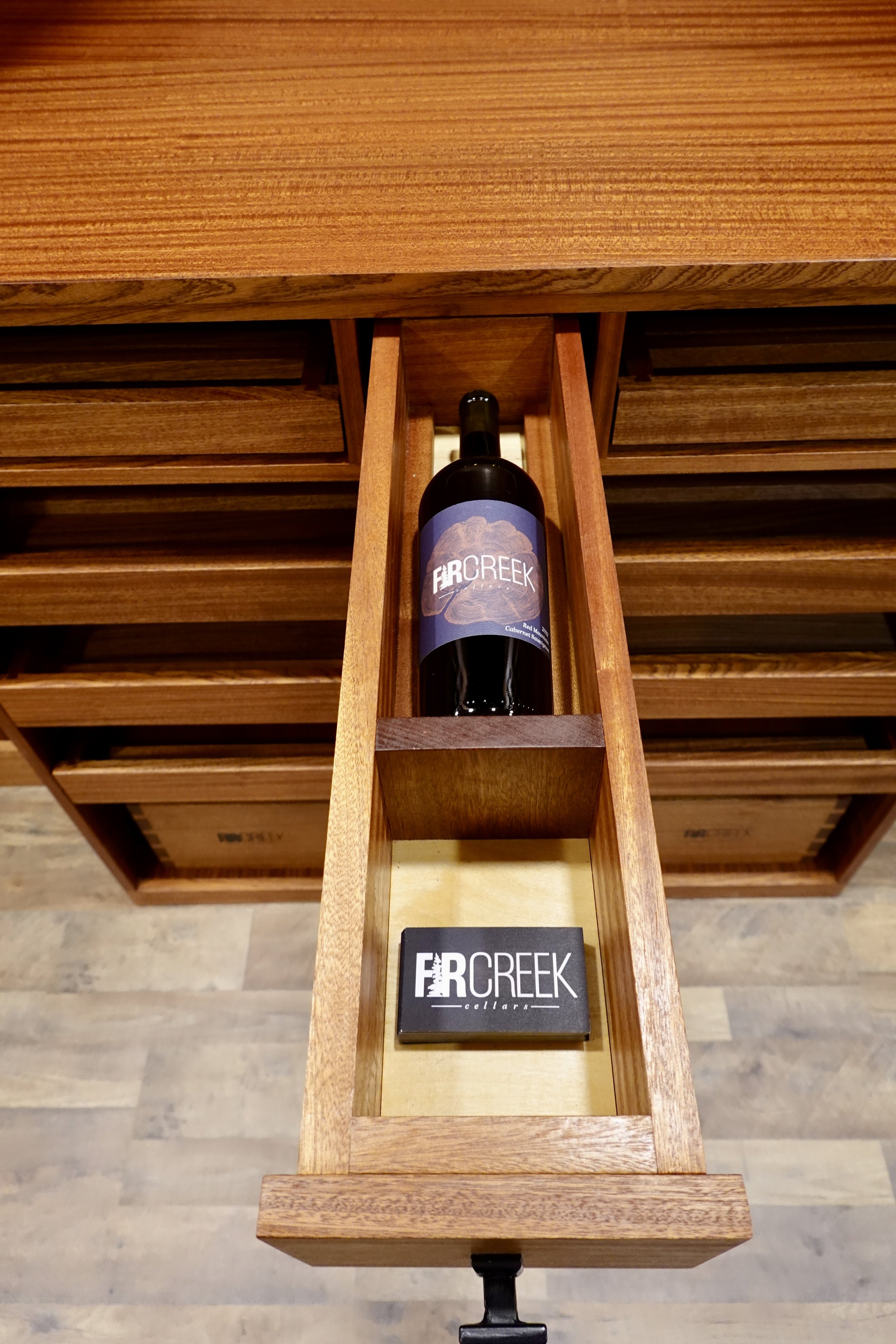 Wine key storage and Fir Creek biz cards for Ben’s wine friends 