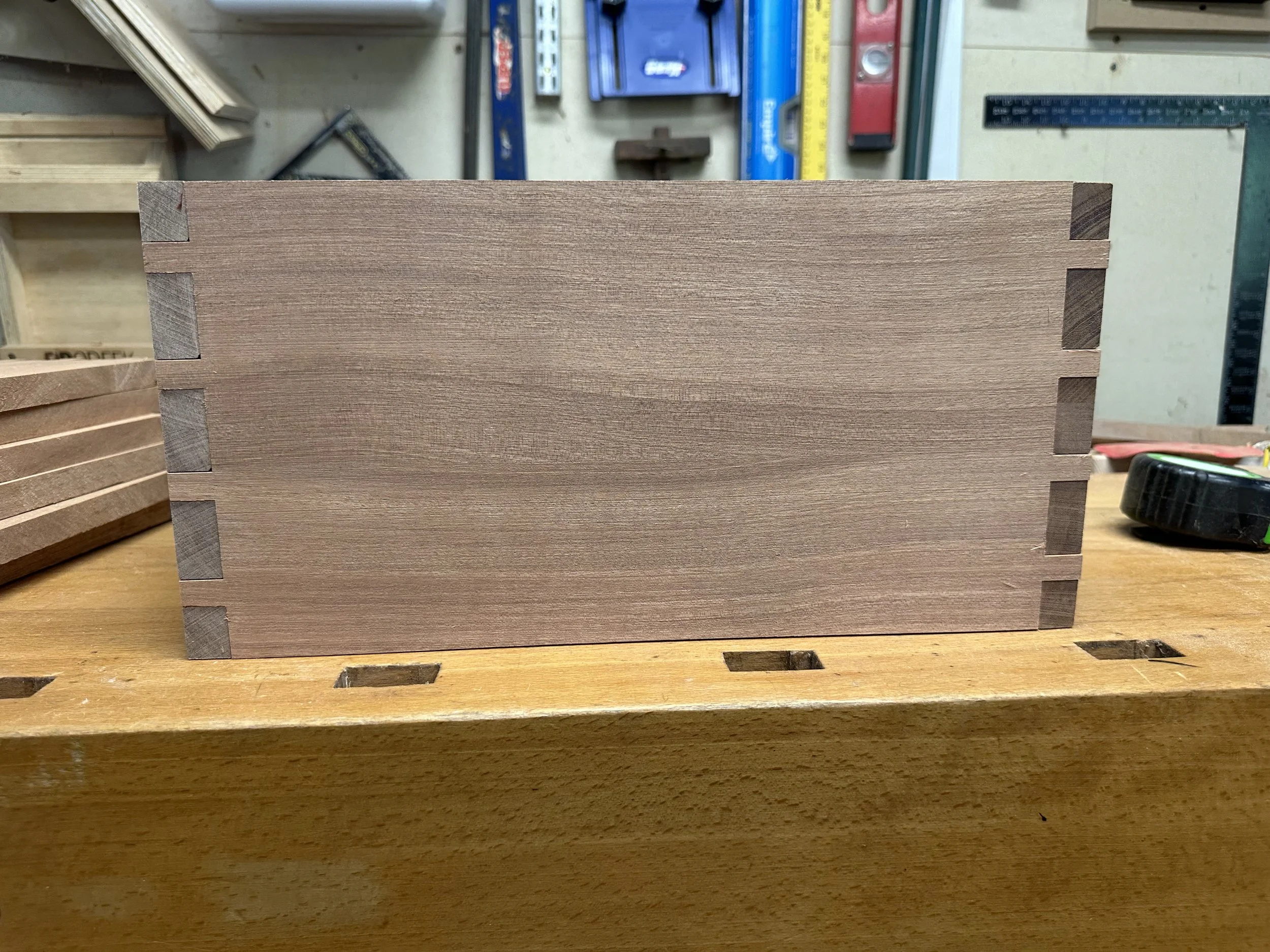 Working on the dovetail wine boxes 