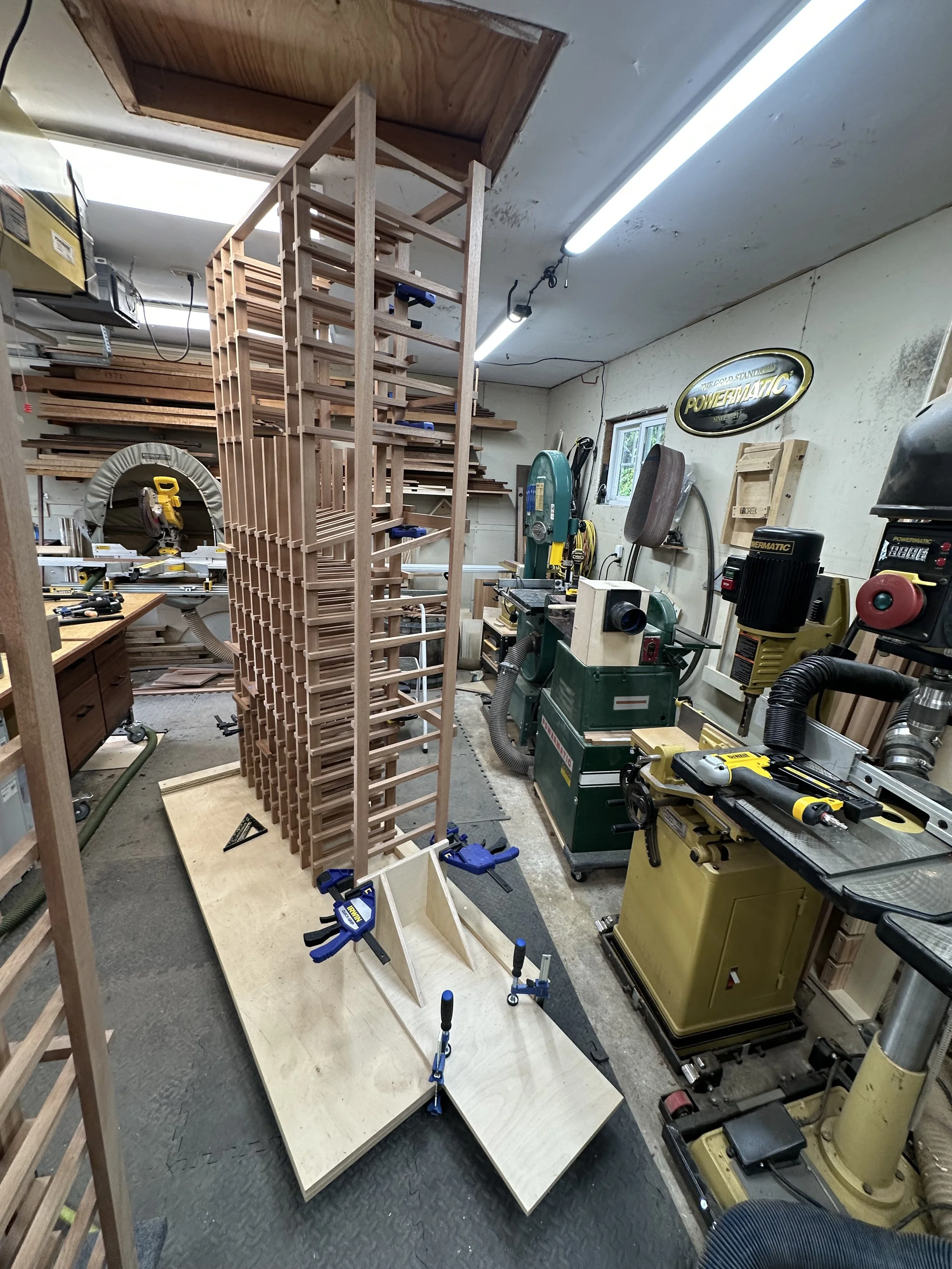 Assembling the racks with my own built jig for precision and squareness