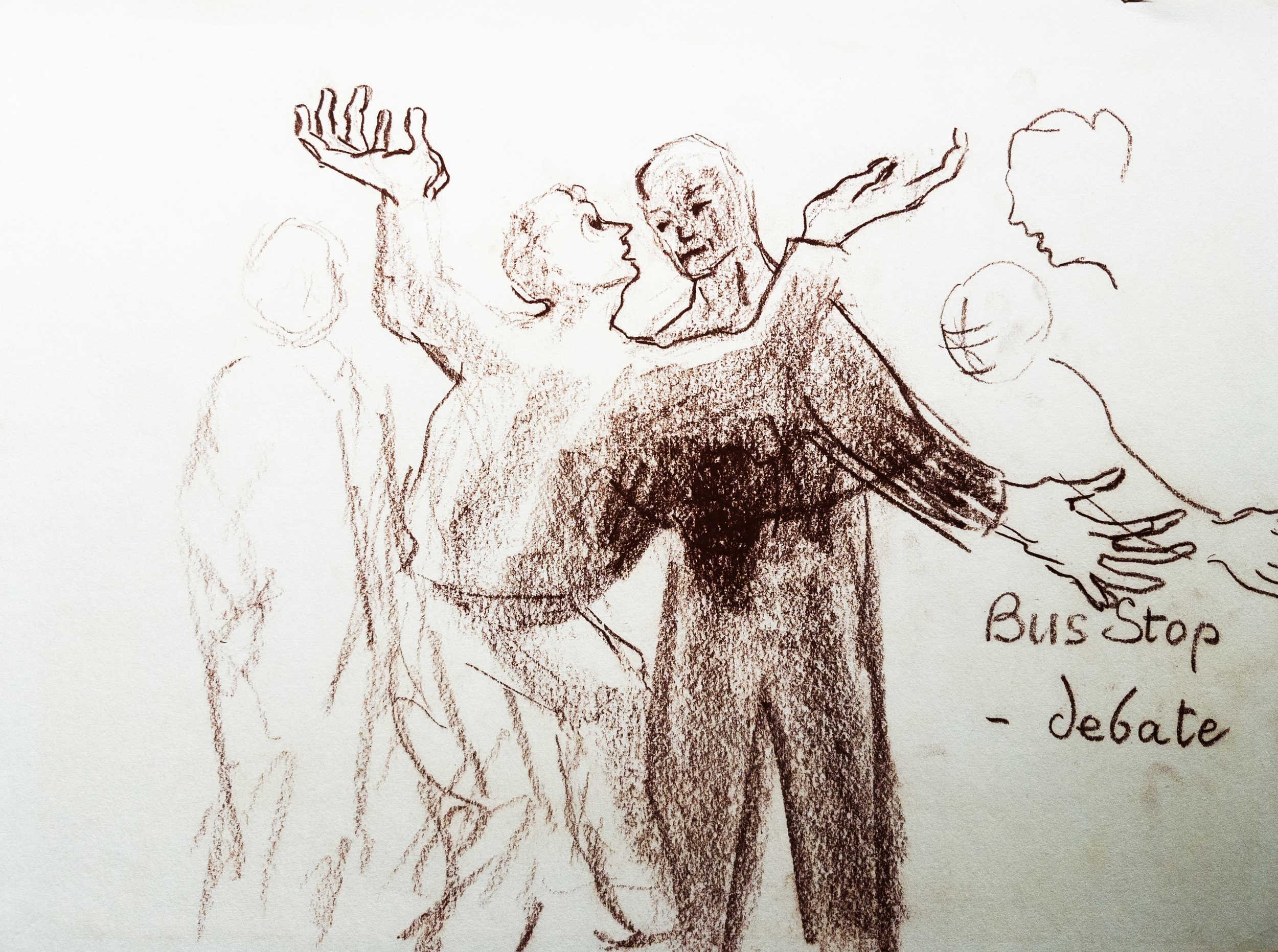 BUS STOP DEBATE
Crayon on paper 9"x12"
//Original NFS 