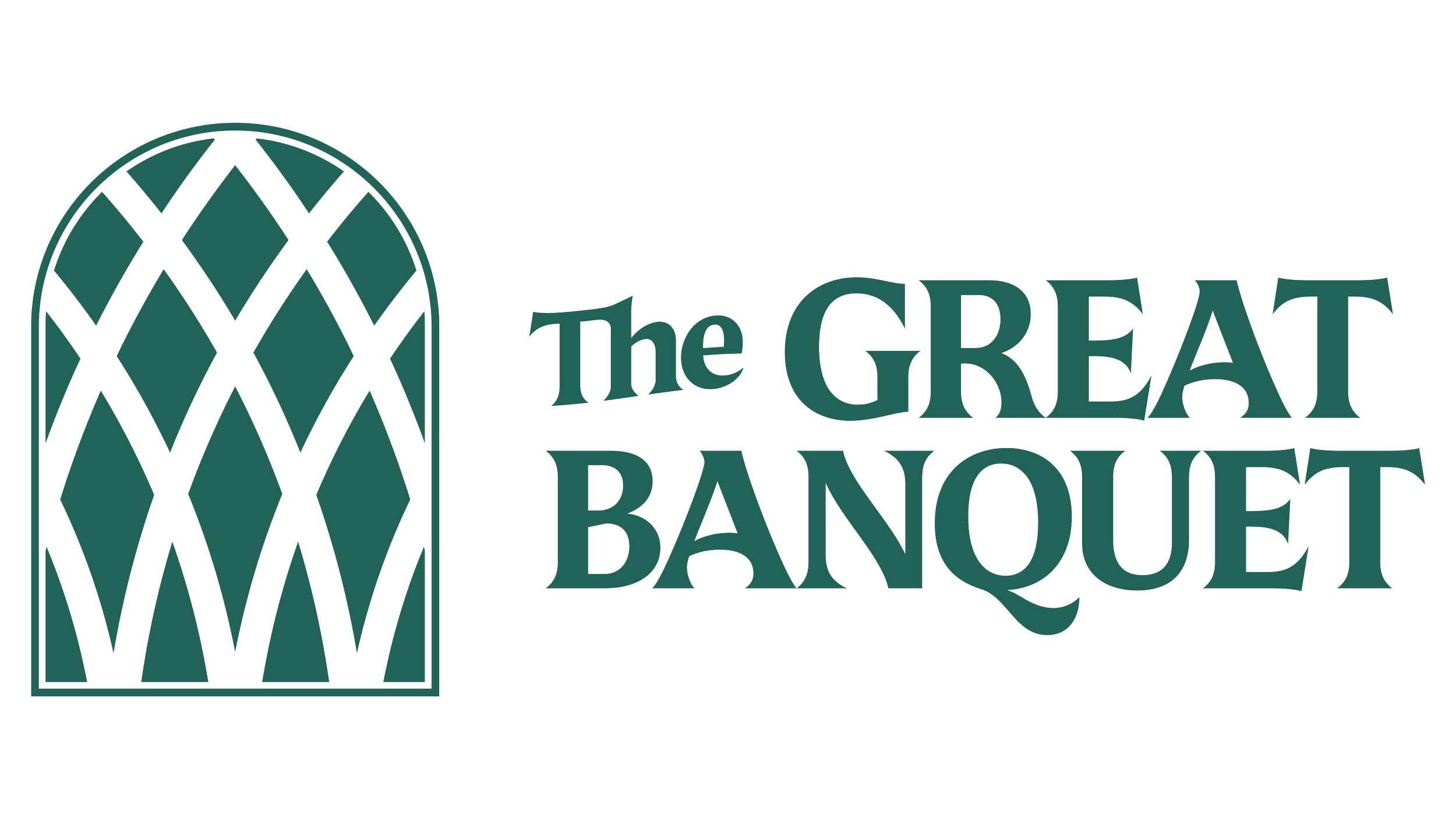 Logo of The Great Banquet featuring a stylized window with diamond-shaped panes to the left and the text "The Great Banquet" to the right.
