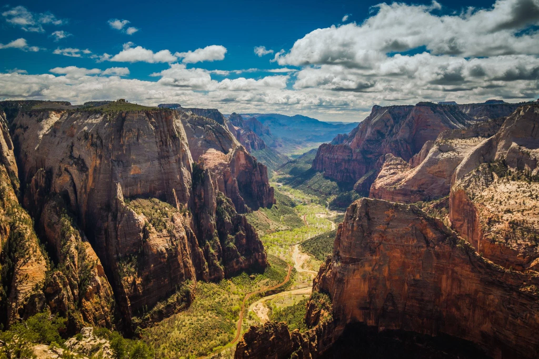 Panoramic view of Zion Canyon from Observation Point in Zion National Park Utah