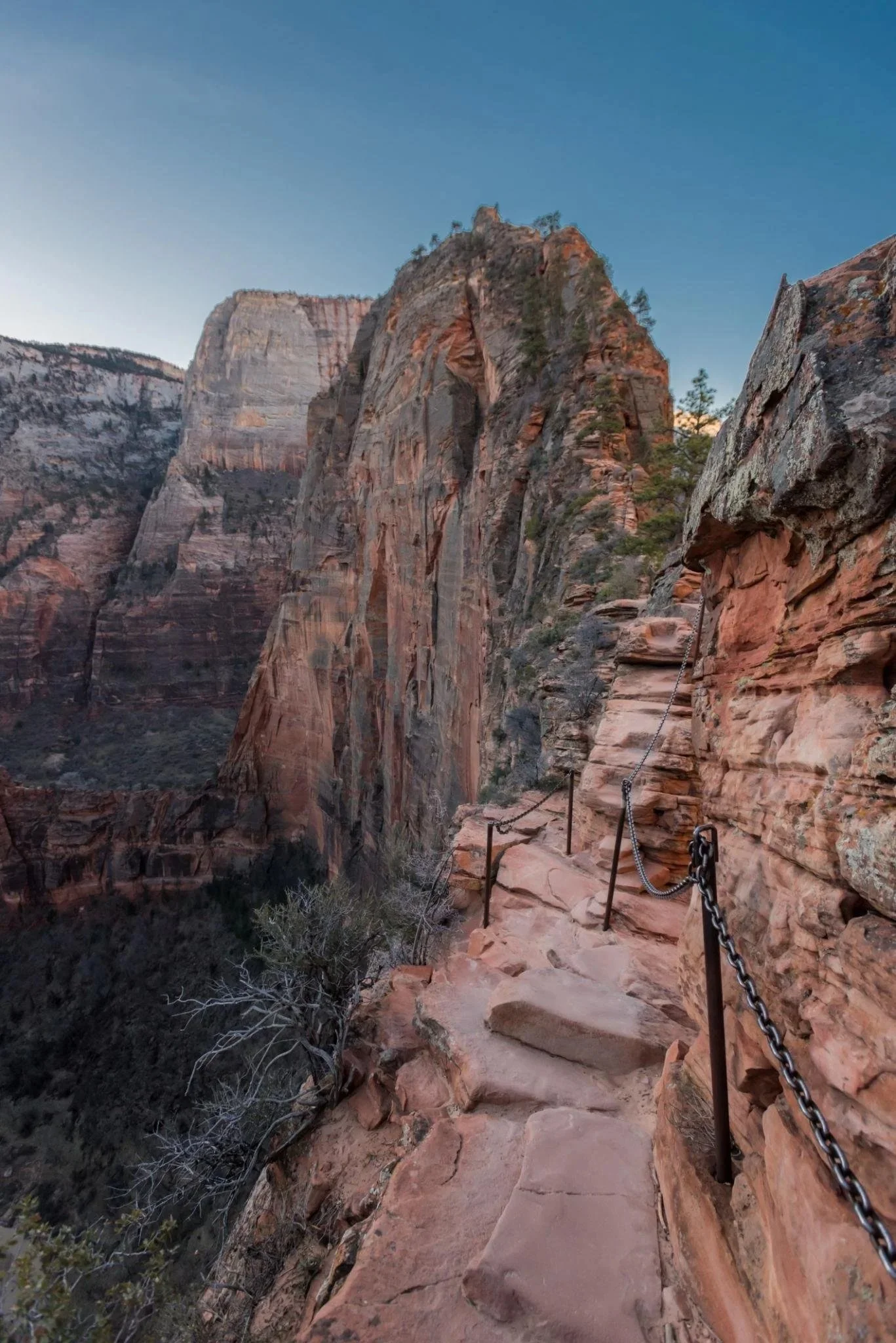 Scenic view from Scout Lookout near Angels Landing in Zion National Park Utah