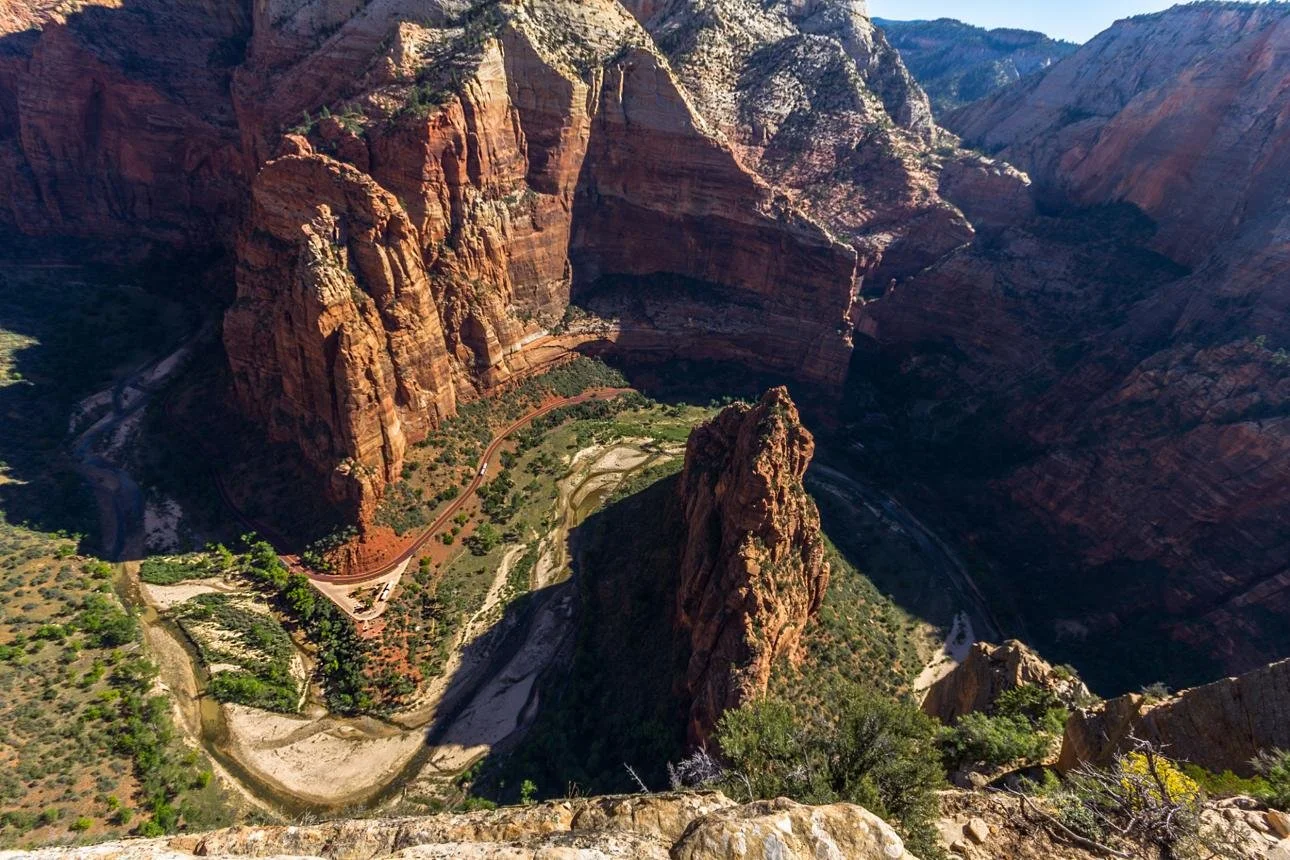View from the top of Angels Landing overlooking Zion Canyon Utah