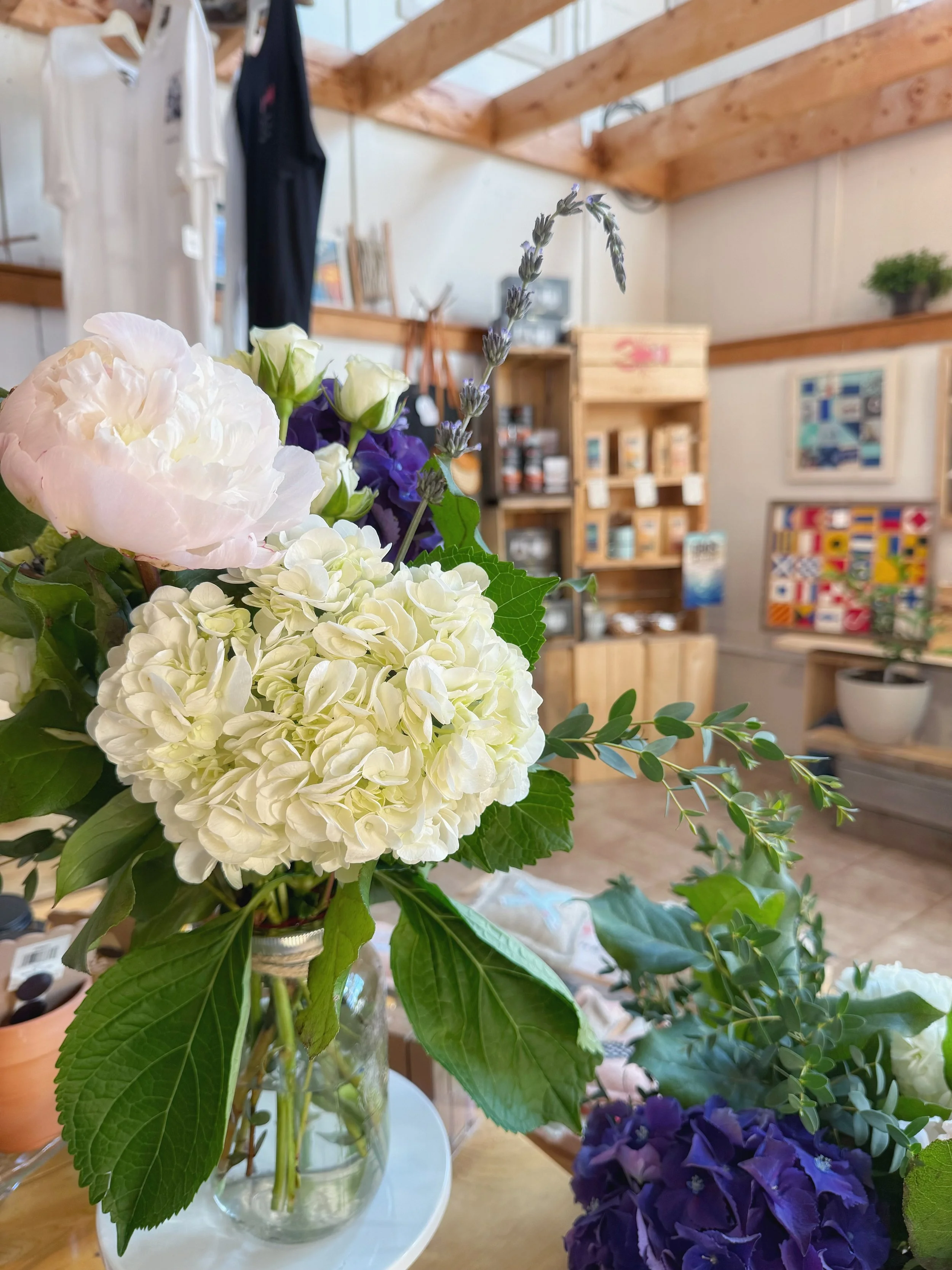 Fresh bouquets... wrapped or in jars.