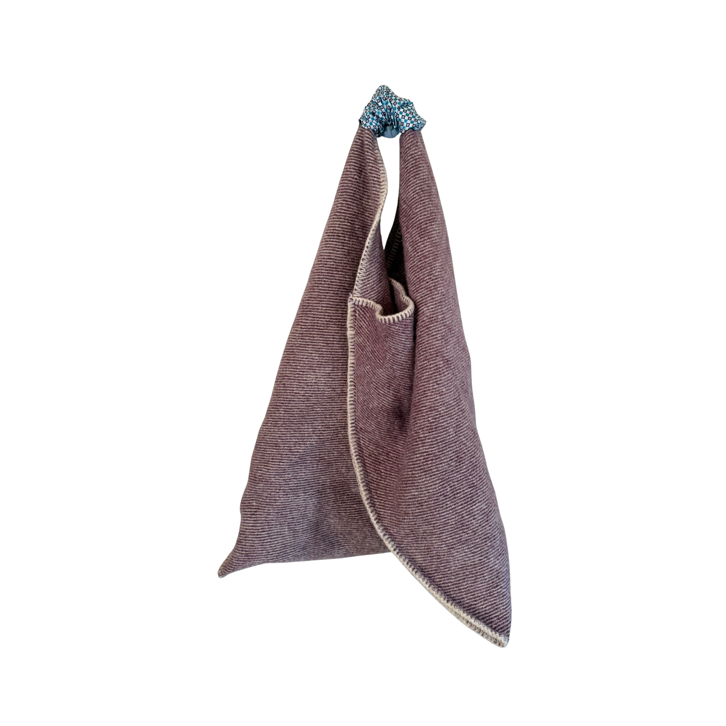 Preloved, Upcycled & Reimagined PEI wool blanket, hand stitched and now one-of-a-kind four corner bag.