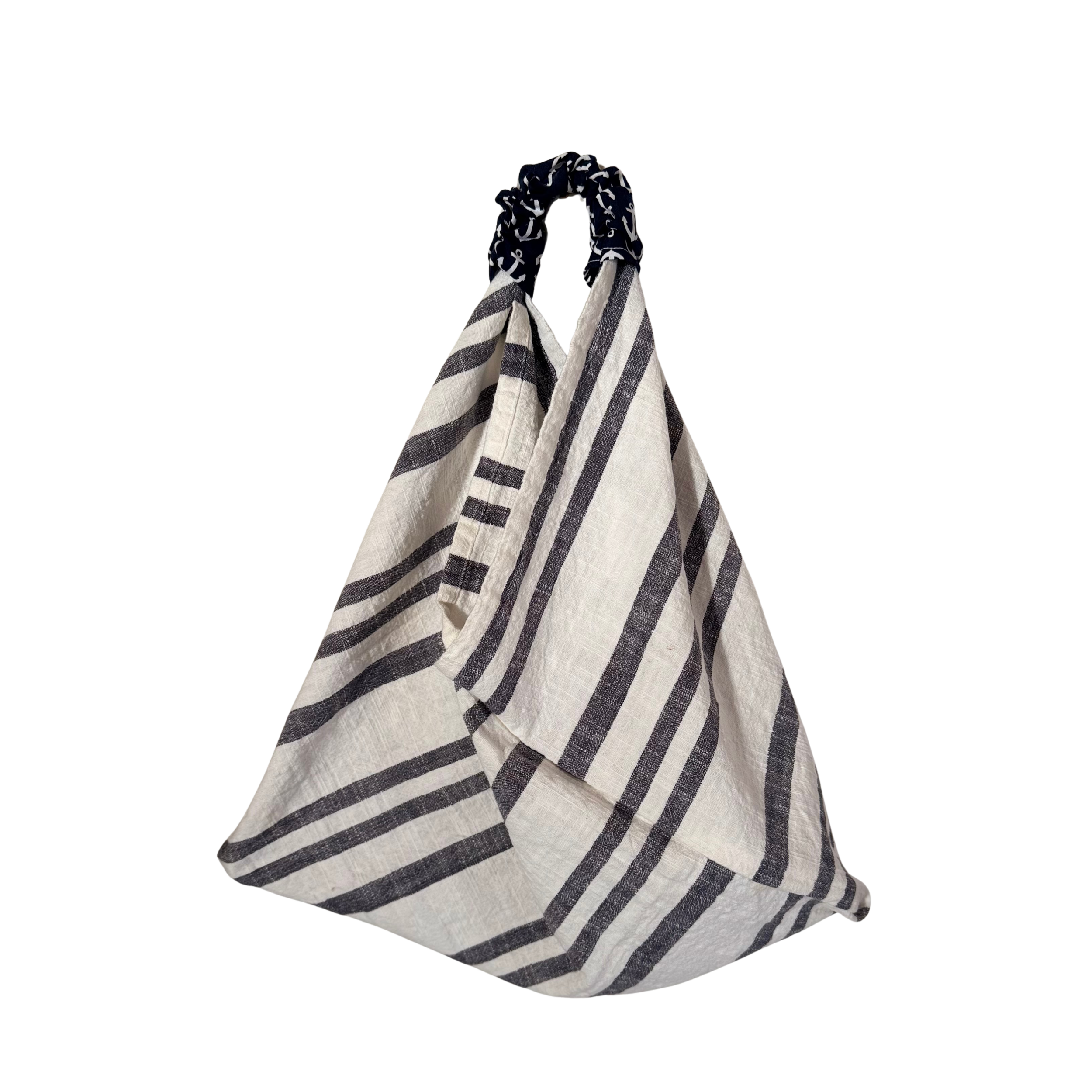 Preloved, Upcycled & Reimagined tablecloth, hand stitched and now one-of-a-kind four corner bag.